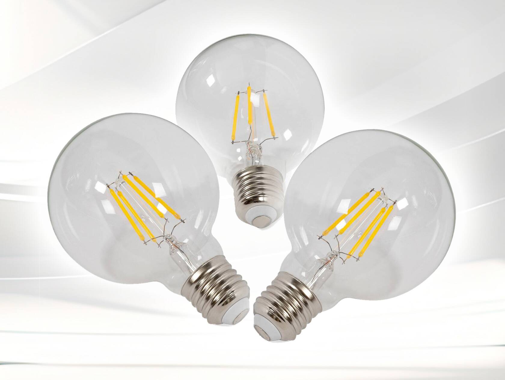 3er Set LED-Glühbirnen rund, E27, 4 Watt, warmweiss 