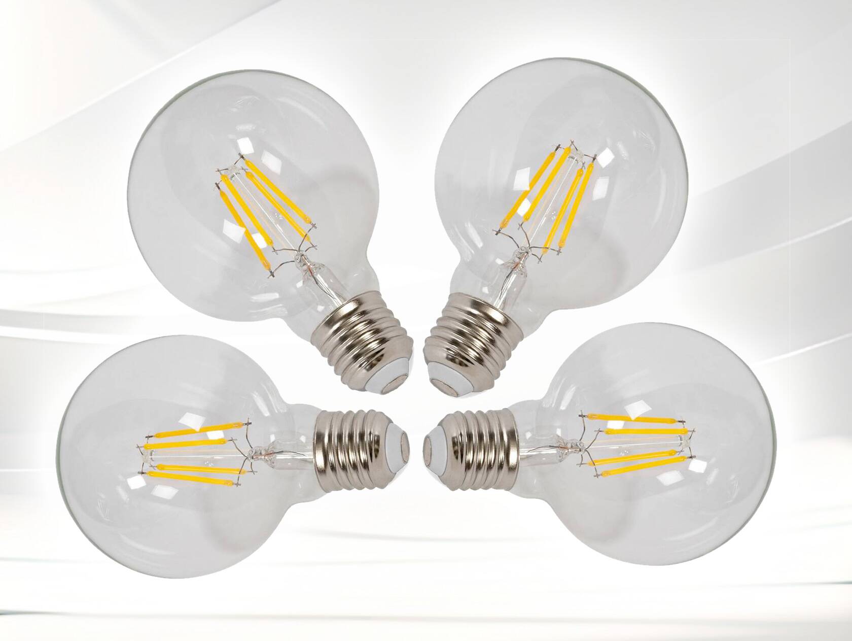 4er Set LED-Glühbirnen rund, E27, 4 Watt, warmweiss 