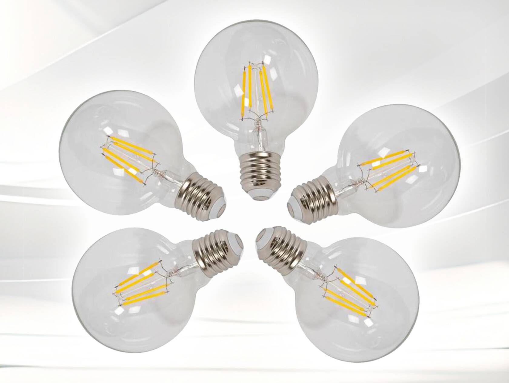 5er Set LED-Glühbirnen rund, E27, 4 Watt, warmweiss 