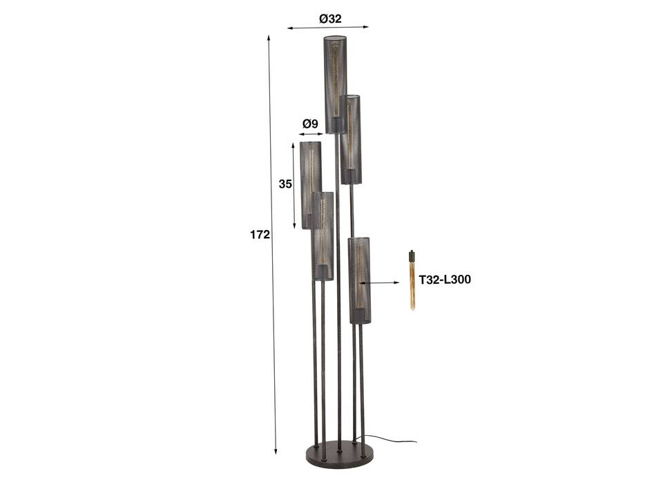 NOVALLE Stehlampe, 5-flammig, Material Metall, schwarz 