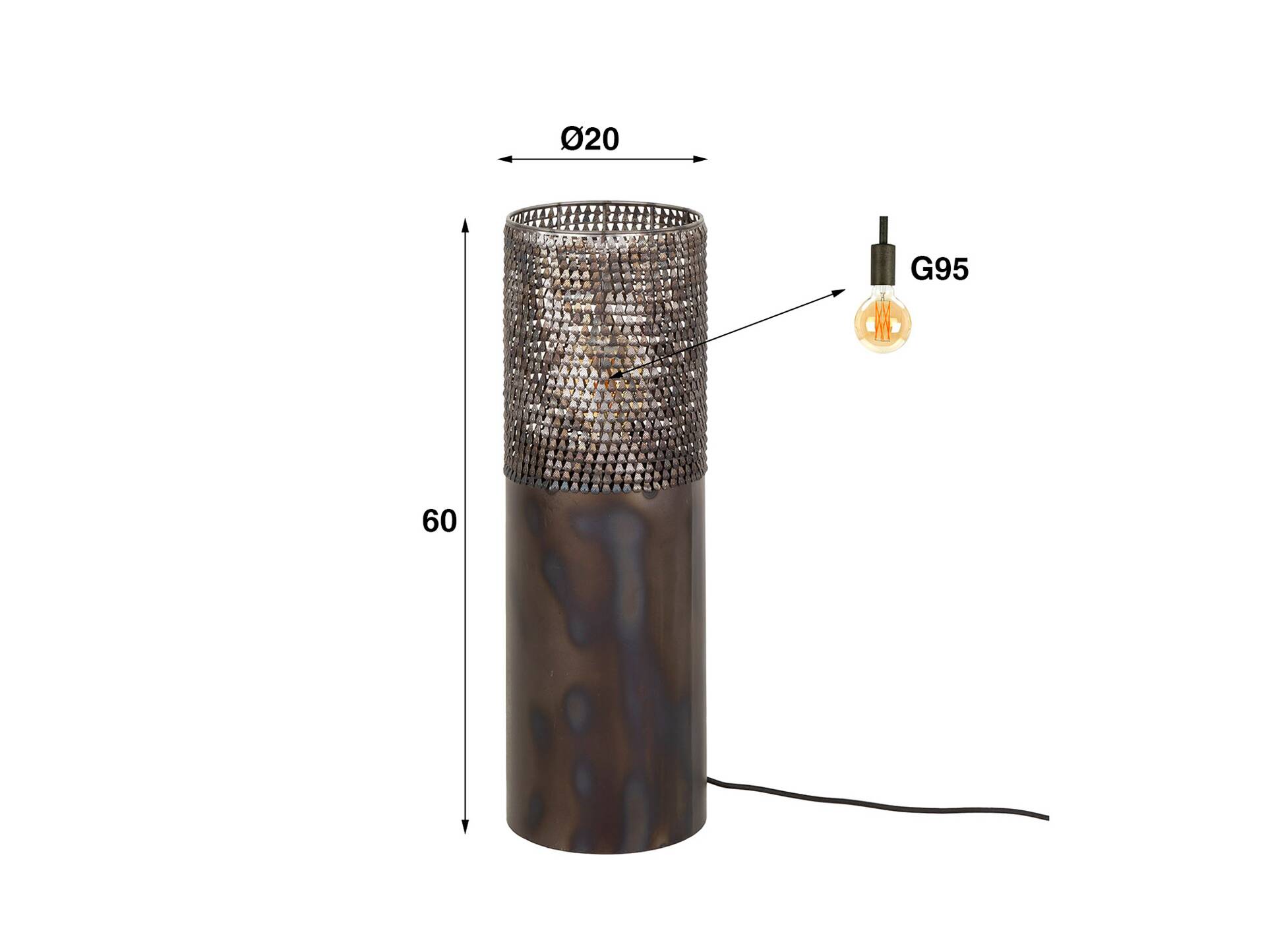 JORIS Stehlampe klein, 1-flammig, Material Metall, schwarzbraun 