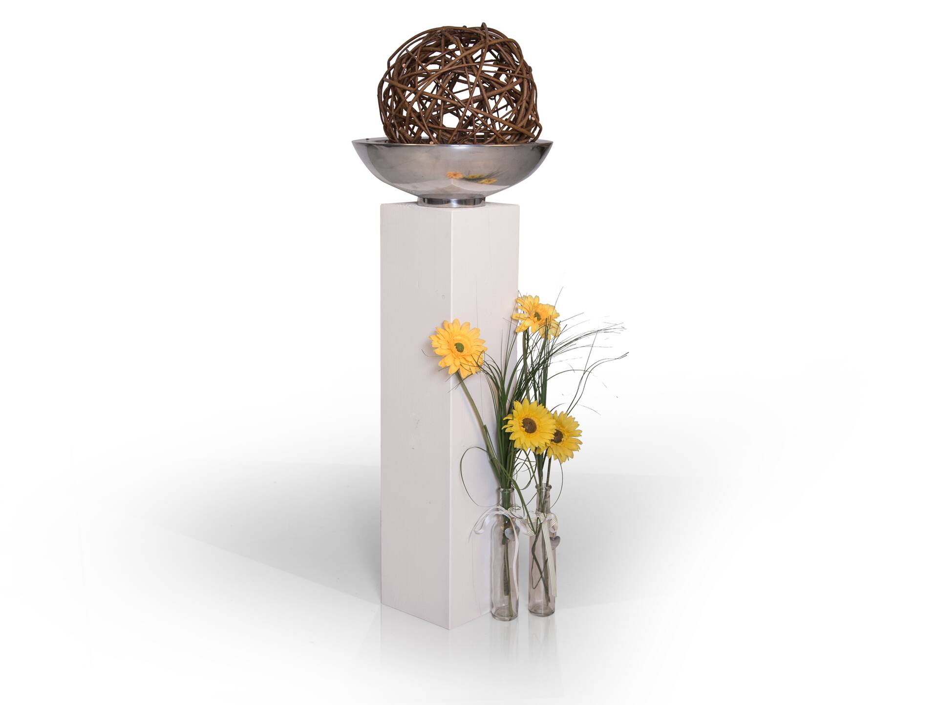 Blumensäulen 3-er Set, Material Massivholz, Fichte massiv weiss | 17x17 cm