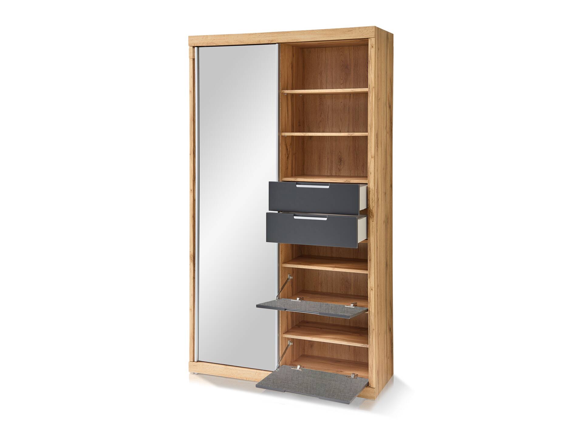 SCANDO Garderobenschrank, Material Dekorspanplatte, Artisan Eiche Nachbildung/graphitfarbig 