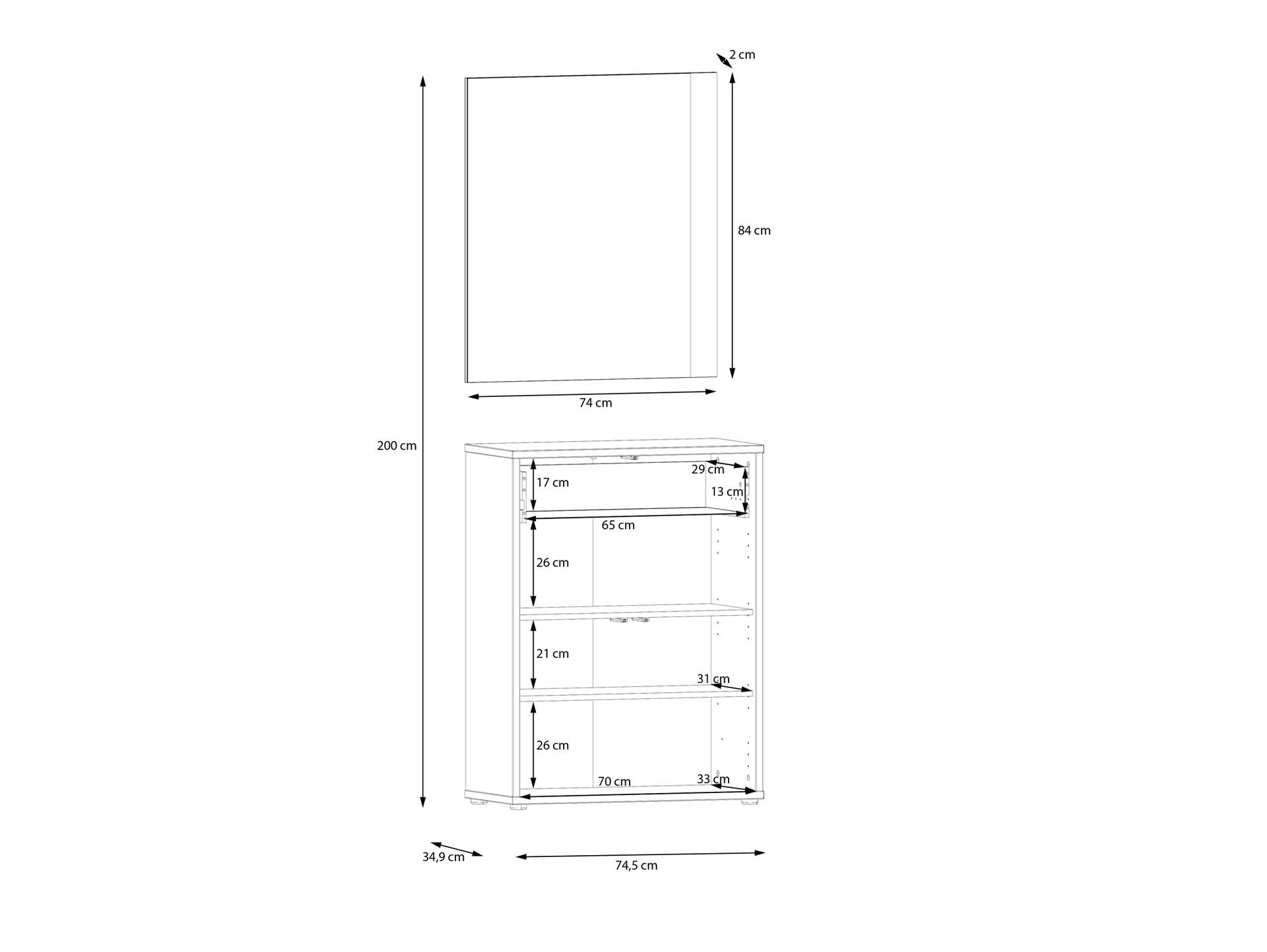 ADIAGO II Garderobenkombi, Material Spanplatte, terracotta 