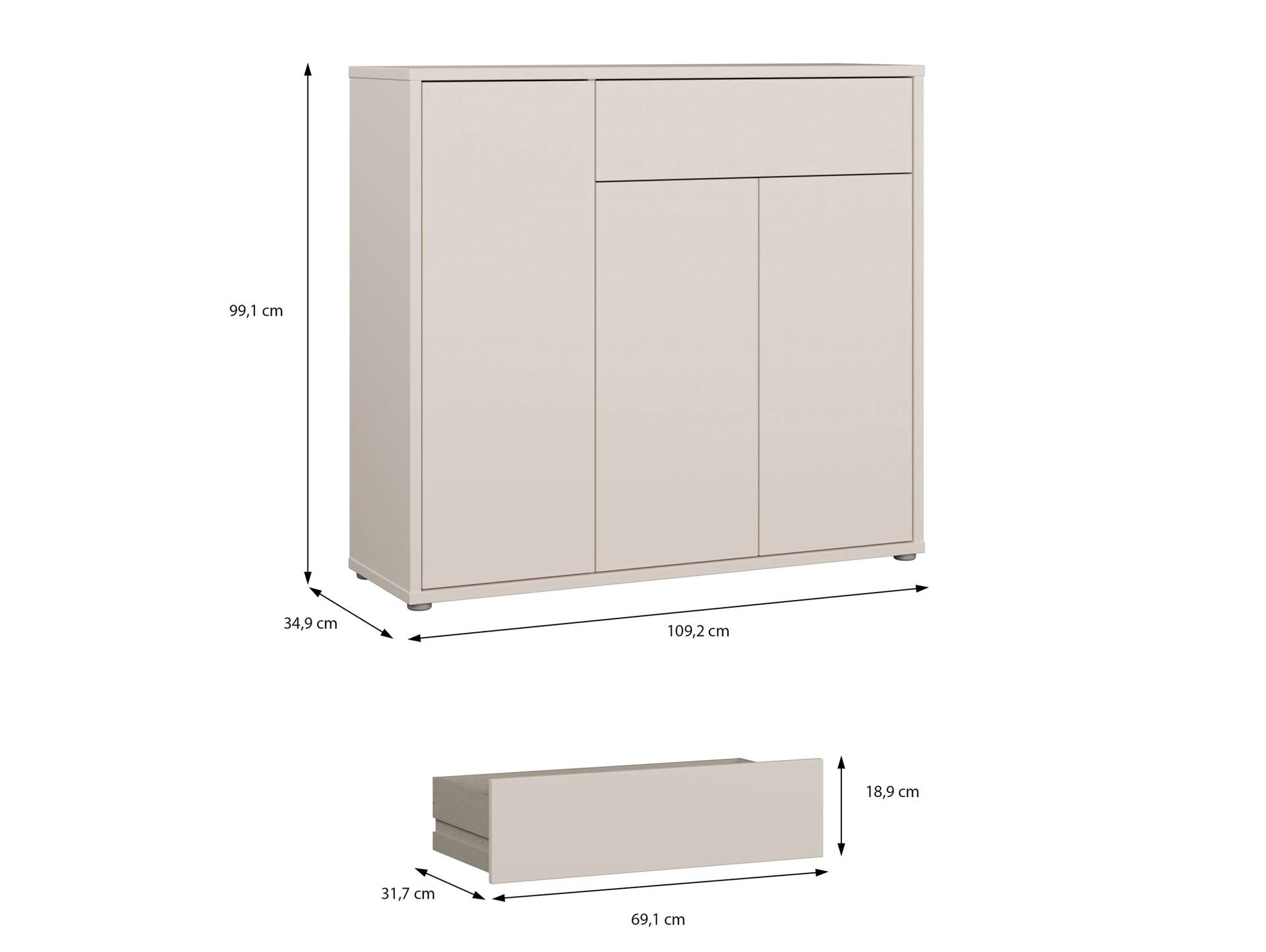 ADIAGO II Schuhschrank II, Material Spanplatte, sand 