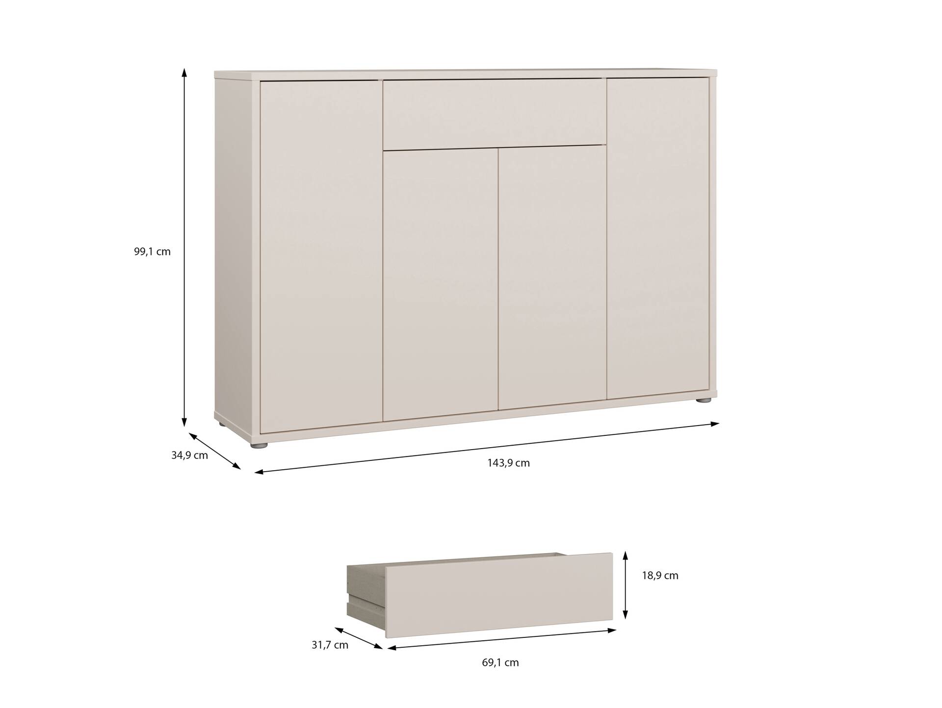 ADIAGO II Schuhschrank III, Material Spanplatte, sand 