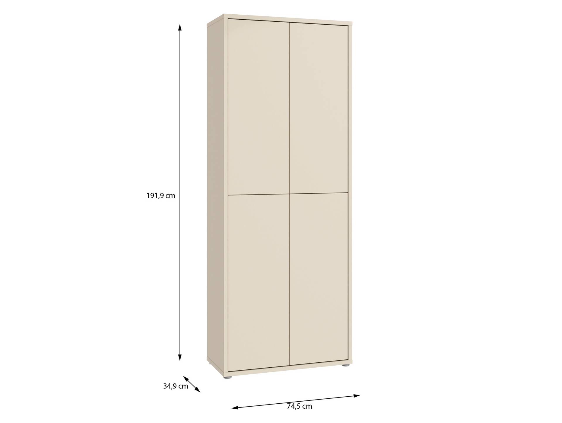 ADIAGO 4trg. Schuh-/Mehrzweckschrank, Material Dekorspanplatte Sand
