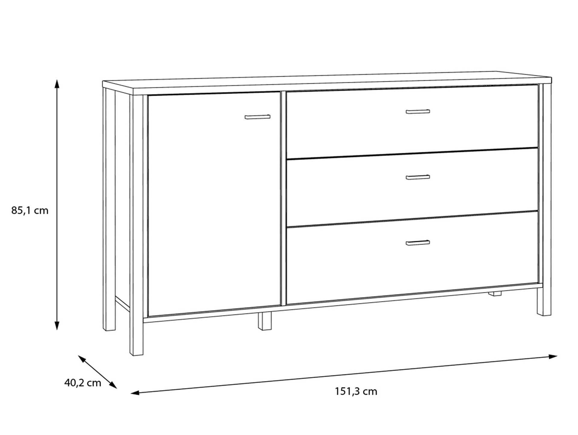 HAVANO Sideboard L, Material Dekorspanplatte, Riviera Eichefarbig/schwarz 