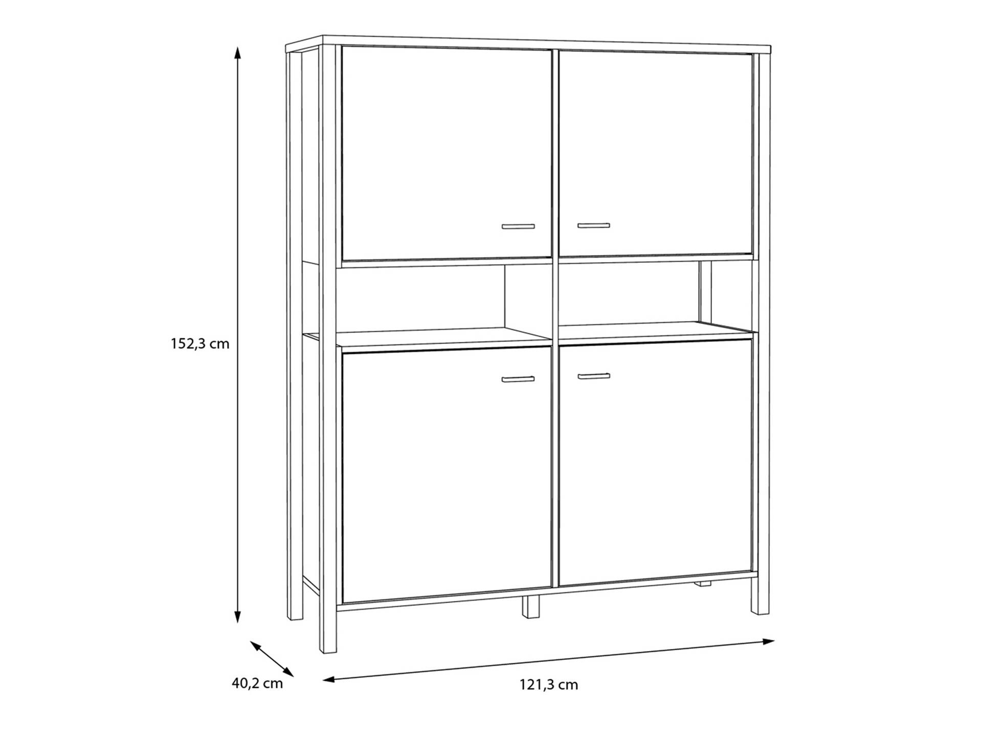 HAVANO Highboard, Material Dekorspanplatte, Riviera Eichefarbig/schwarz 