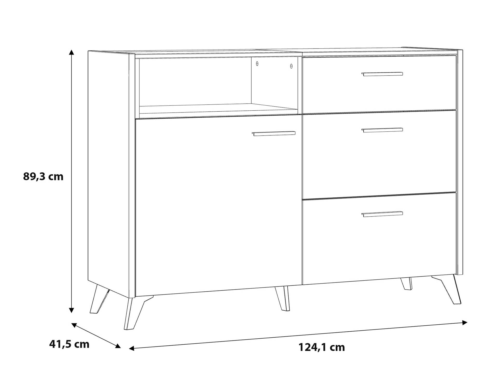 WELLIGTON Kommode, Material Dekorspanplatte, Flagstaff Eichefarbig/grau 