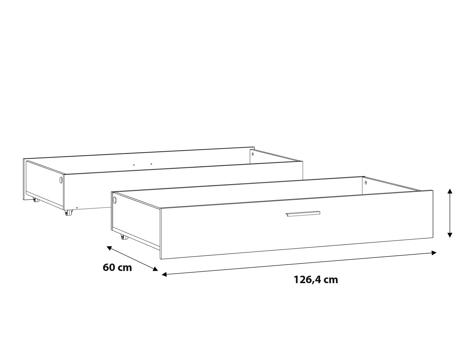 WELLIGTON 2er Set Bettschubladen, Material Dekorspanplatte, Flagstaff Eichefarbig/grau 