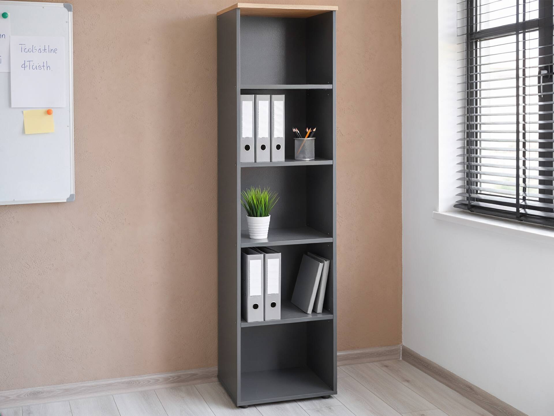 MAILAND Büroregal III, Material Dekorspanplatte Artisan Eichefarbig / Graphit
