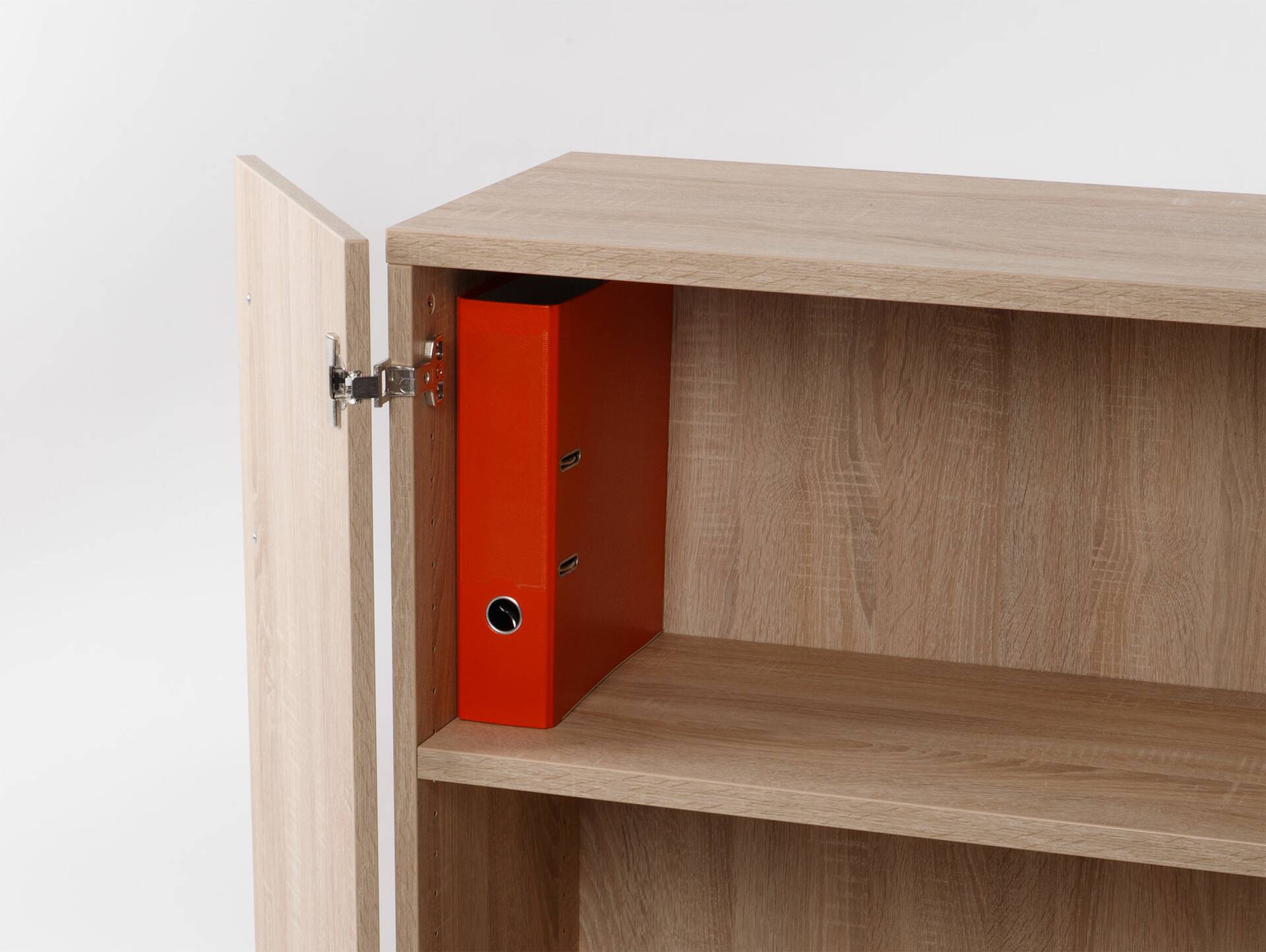 OFFICE ONE Büroschrank, 2-türig, Material Dekorspanplatte ahornfarbig | 120 cm