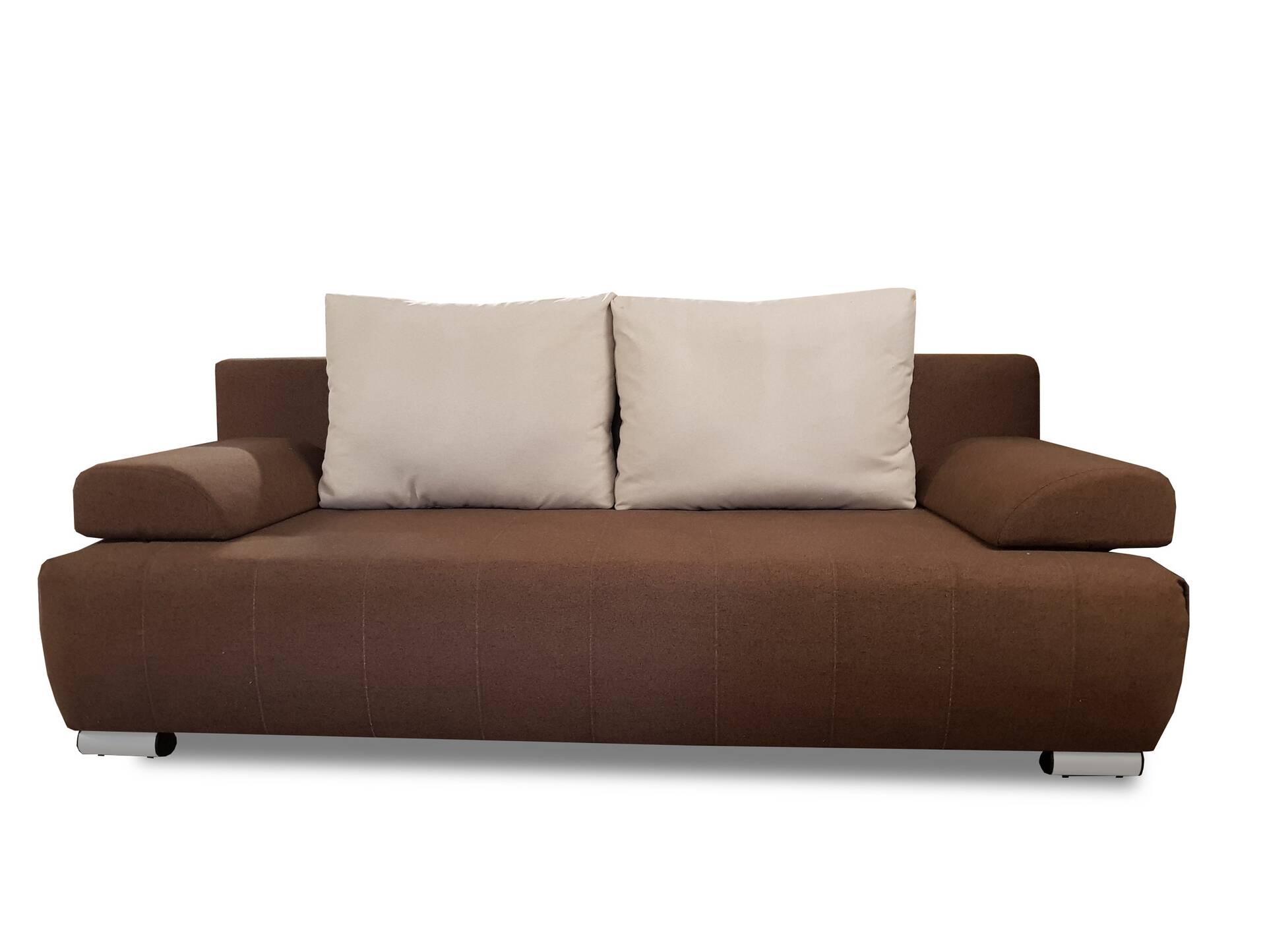 AMIR Schlafsofa mit Bettkasten, Stoffbezug dunkelbraun/beige