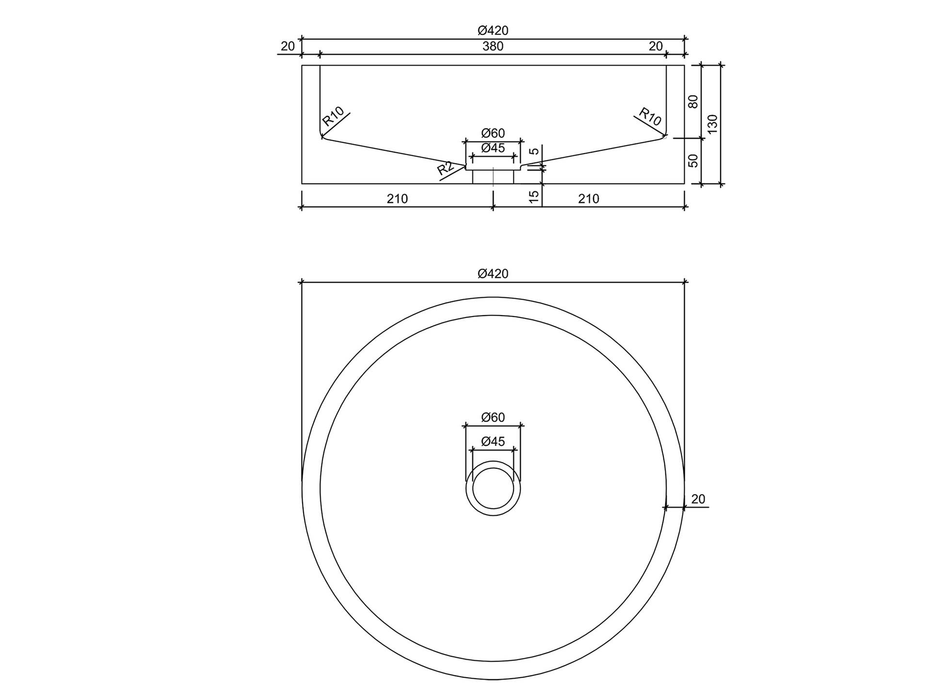 CIRRA Aufsatzwaschbecken, rund, Material Beton 