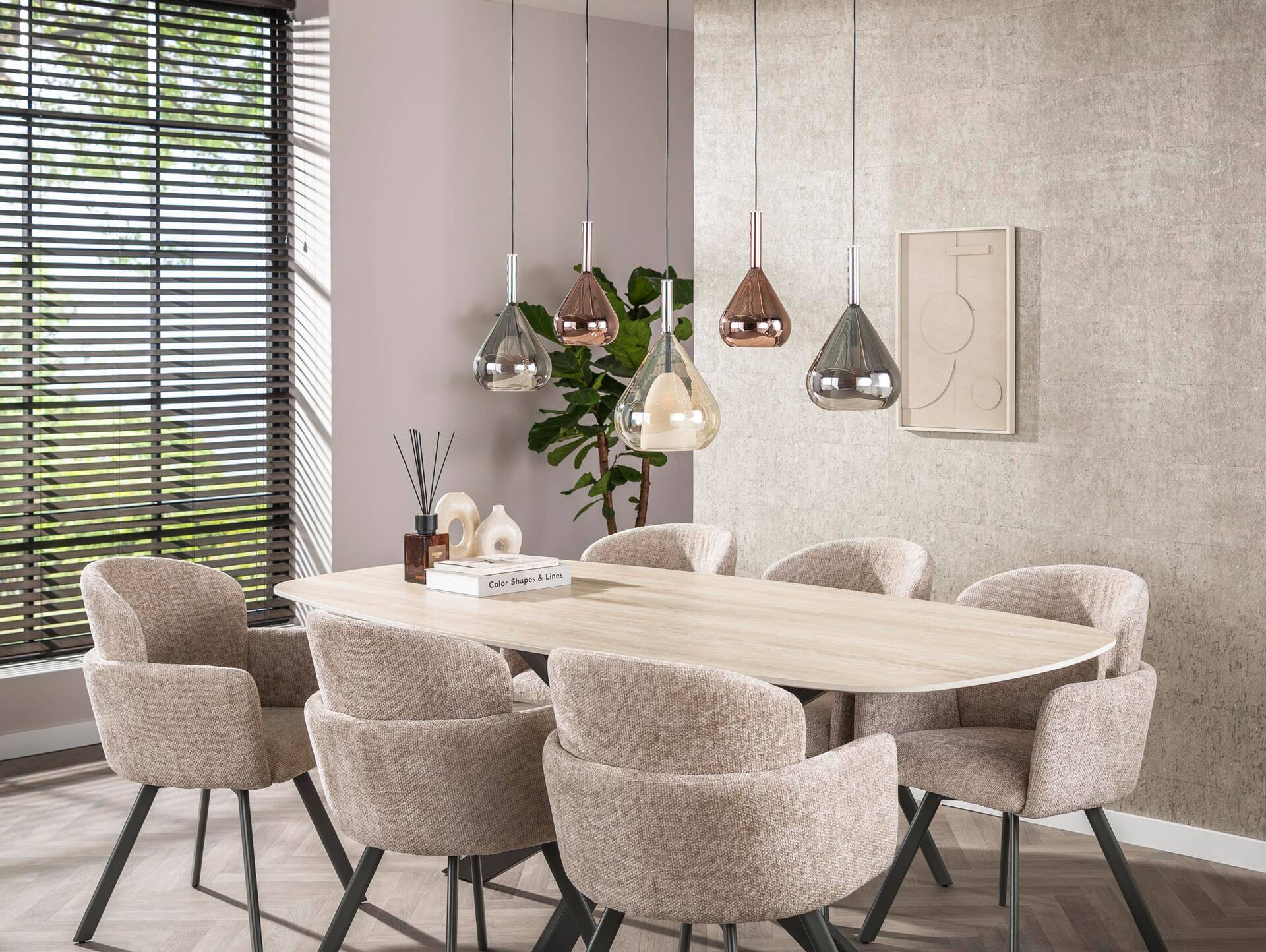 HELIN Pendelleuchte, 5-flammig, Material Glas, 3-farbig 