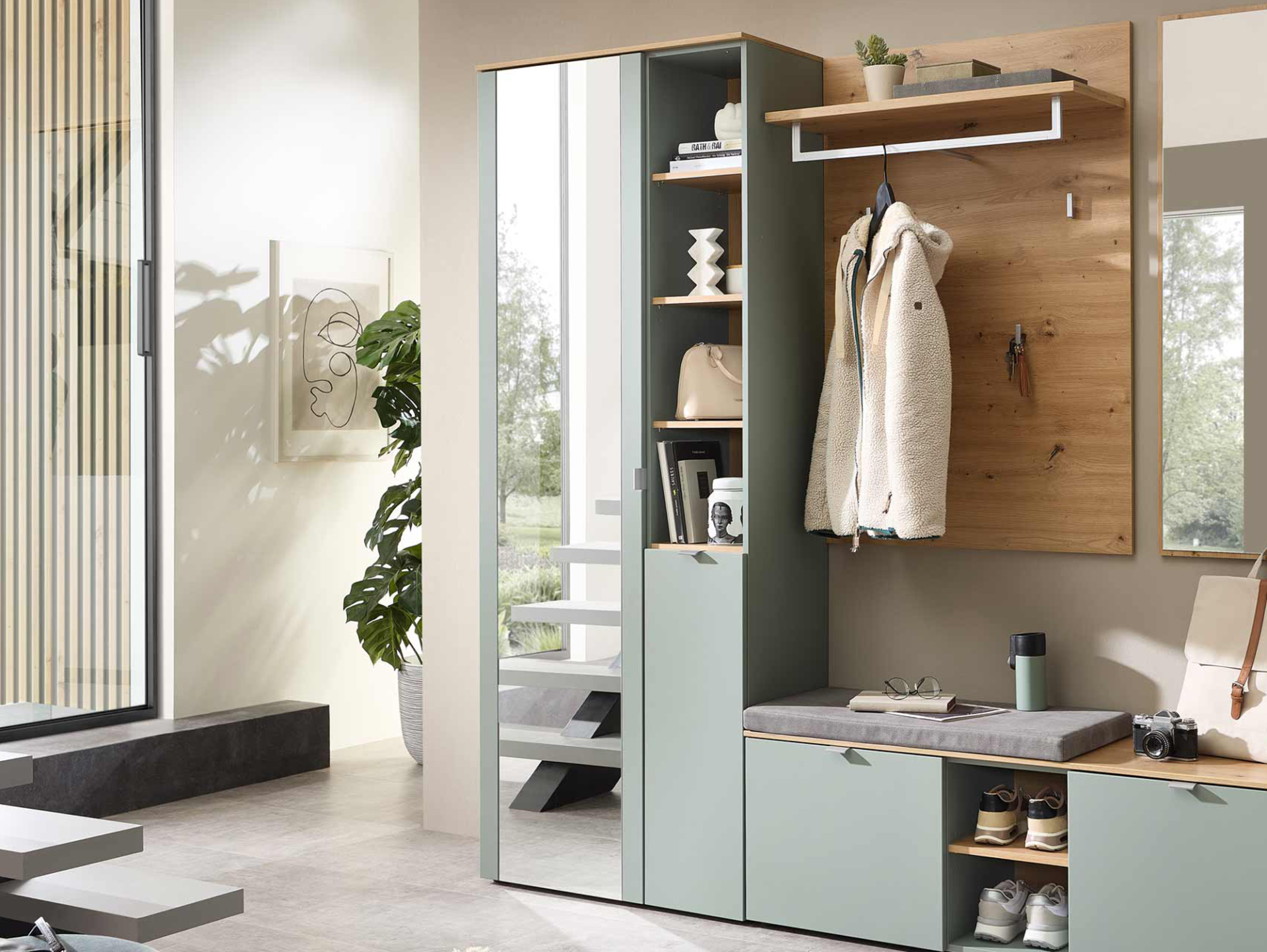 BAJA Garderobenschrank, Material MDF,  schilf/Artisan Eiche Nachbildung 