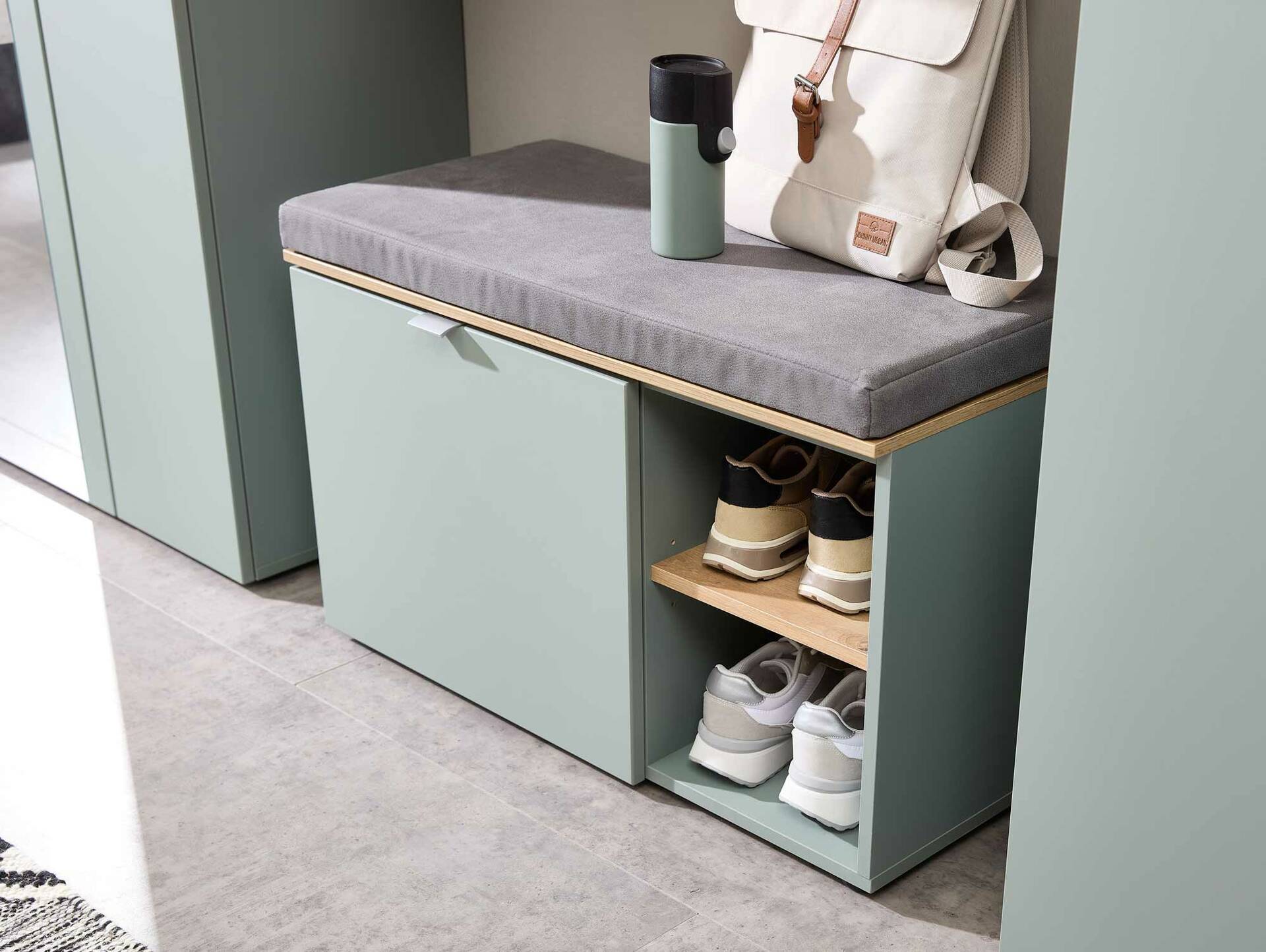 BAJA Garderobenbank klein, Material MDF, schilf/Artisan Eiche Nachbildung 