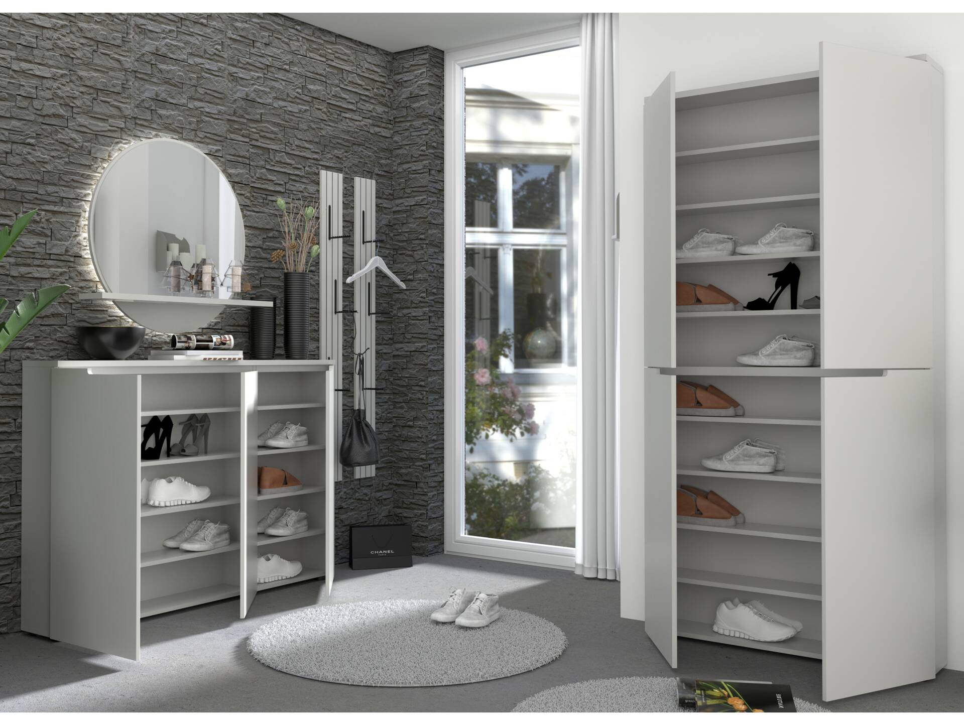 BUDAPEST Schuhschrank II, Material Dekorspanplatte, lichtgrau 