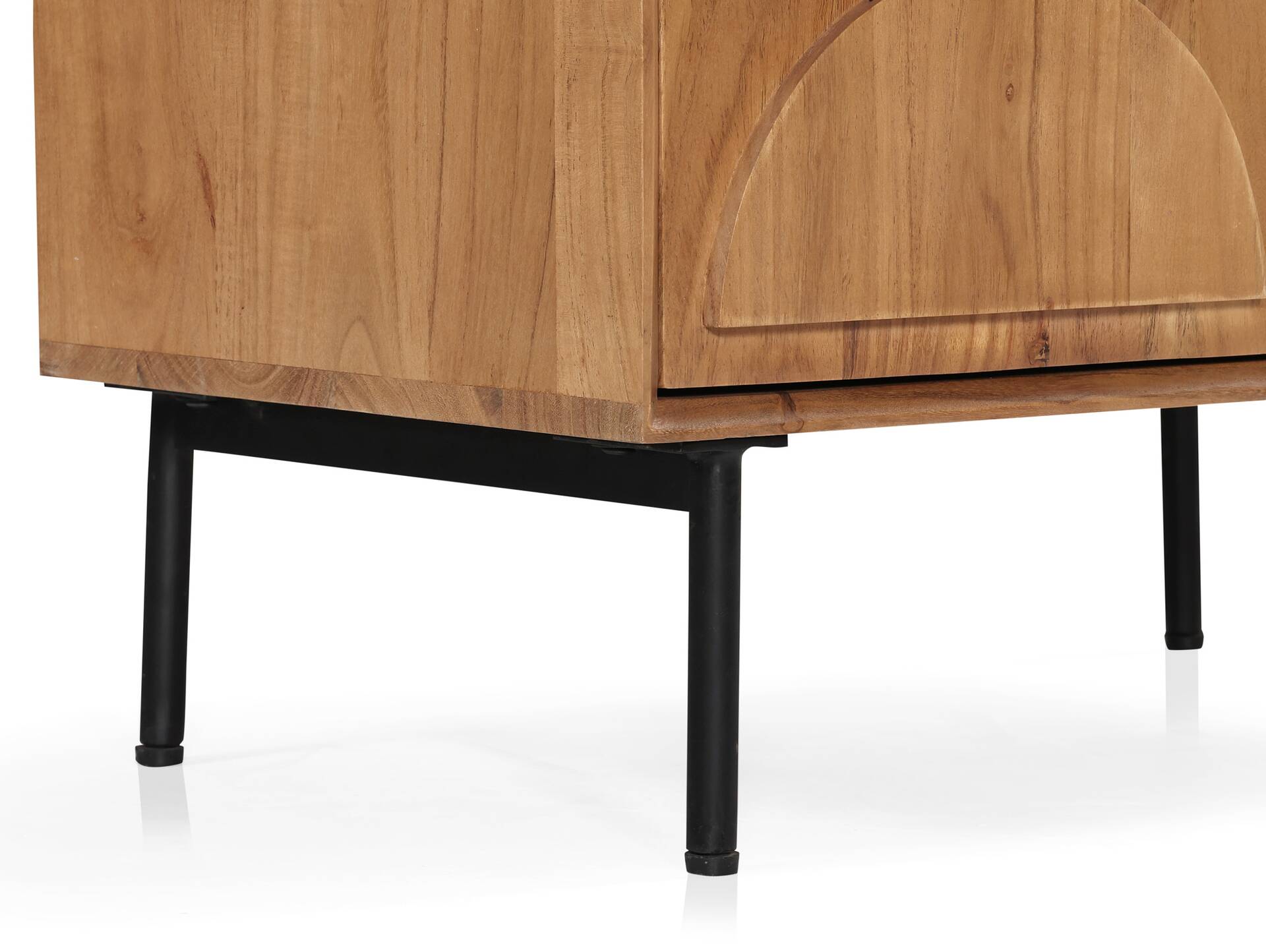 CATANDO Kommode, Material Massivholz, Akazie honigfarben/Abs. schwarz 