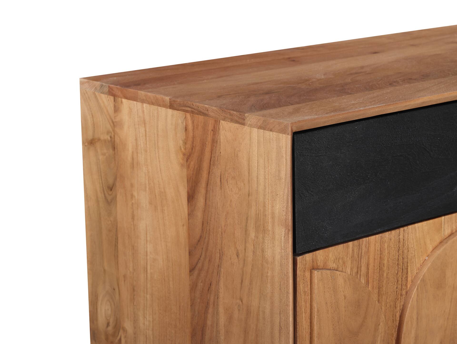 CATANDO Kommode, Material Massivholz, Akazie honigfarben/Abs. schwarz 