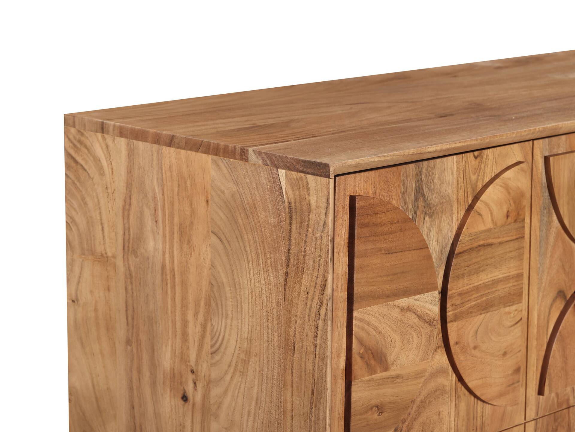 CATANDO Sideboard, Material Massivholz, Akazie honigfarben/Abs. schwarz 
