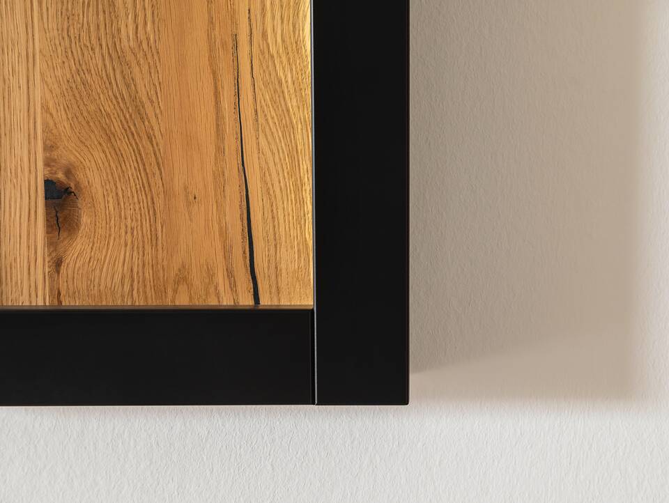CESCO Wandregal, Material MDF, anthrazitfarbig/Risseiche furniert 