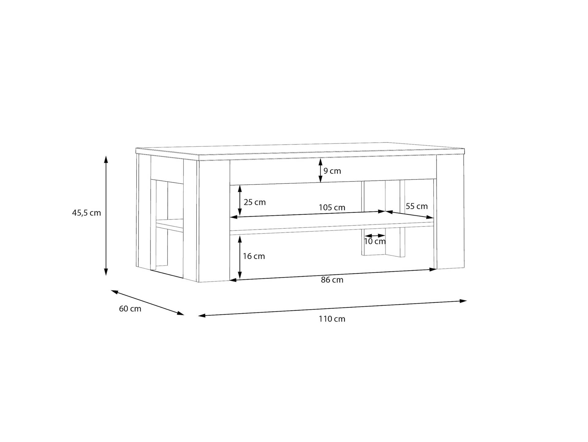 LENNOX Couchtisch, Material Dekorspanplatte, lichtgrau/Valencia Oak Dekor 