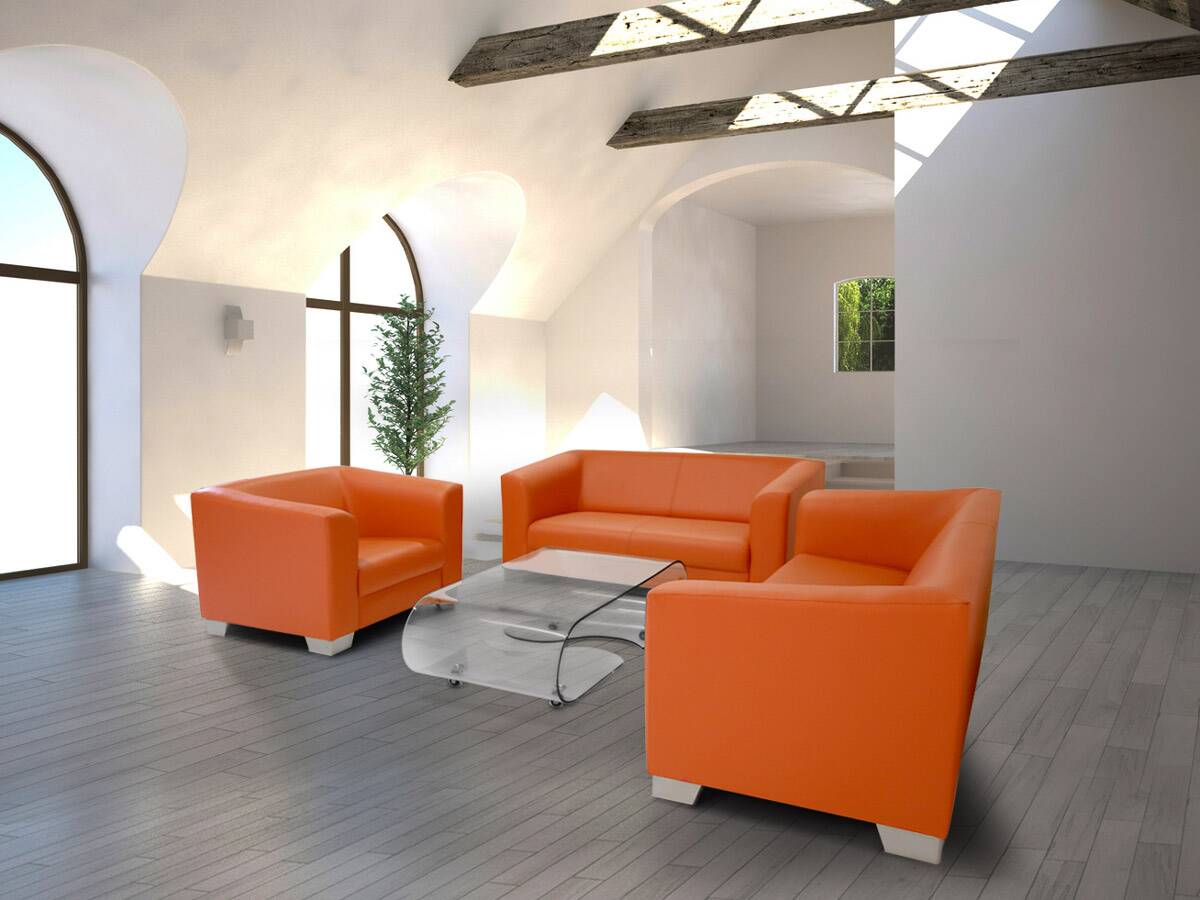 CHICAGO 3-Sitzer Sofa, Material Kunstleder orange