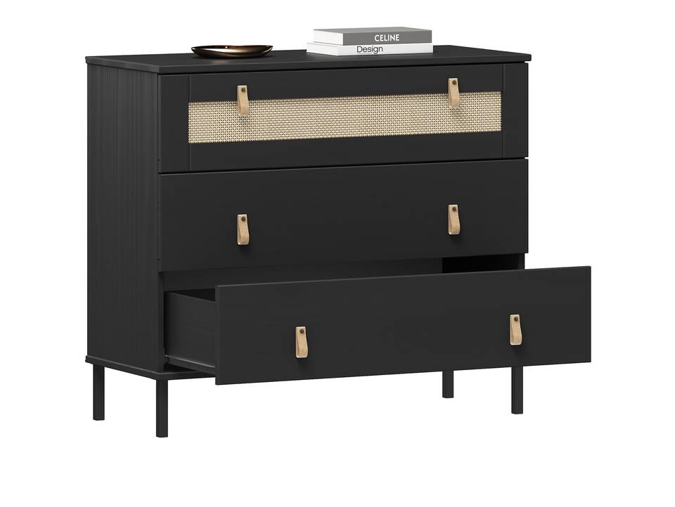 CINOY Sideboard I, Material Massivholz, Kiefer lackiert schwarz