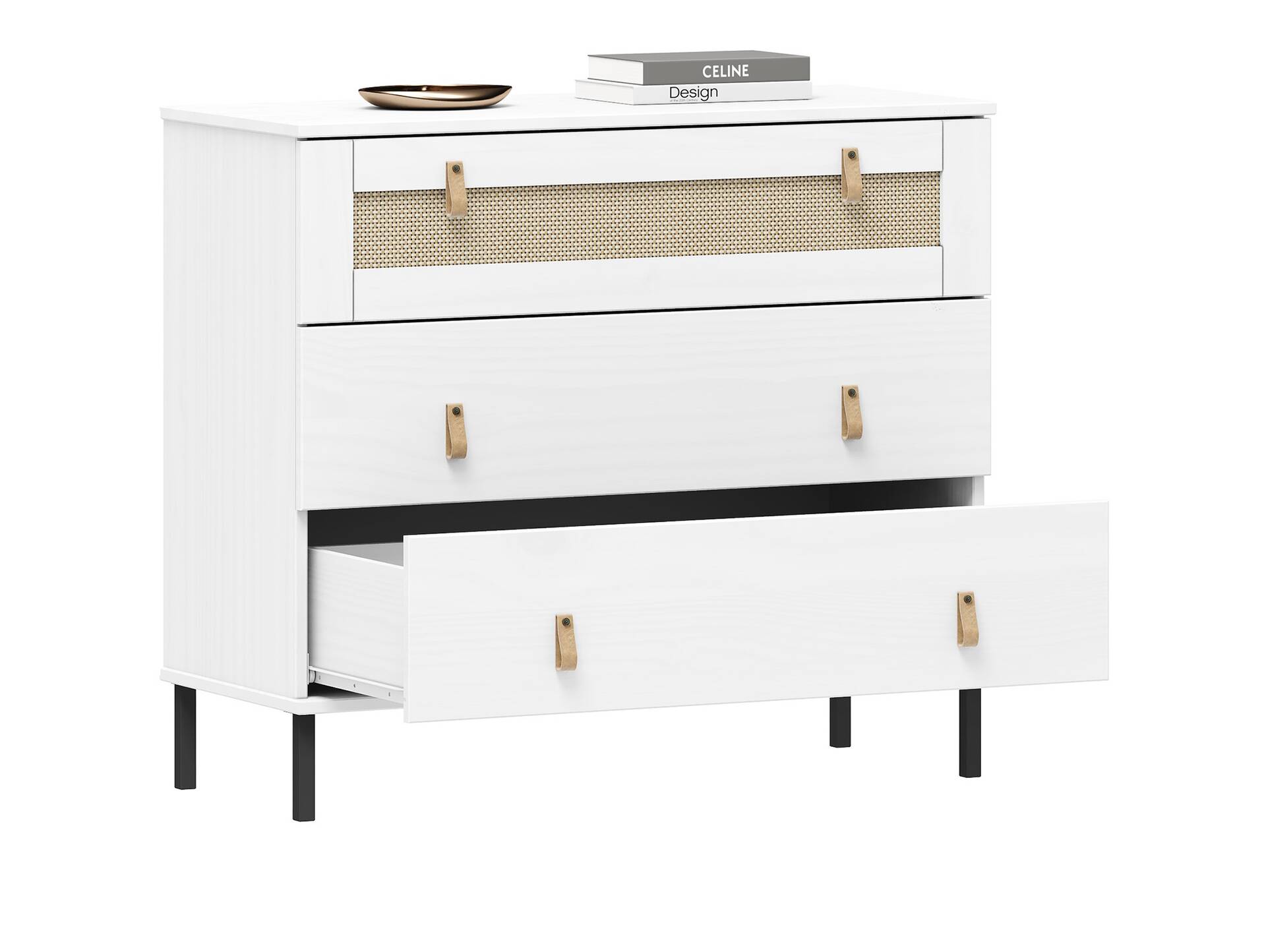 CINOY Sideboard I, Material Massivholz, Kiefer lackiert weiss