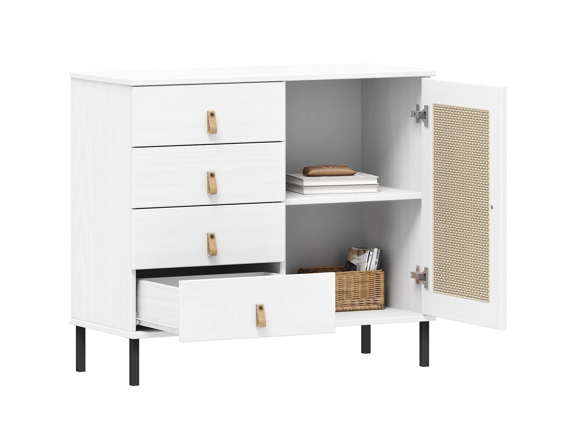 CINOY Sideboard II, Material Massivholz, Kiefer lackiert weiss