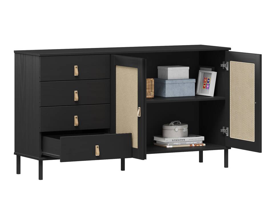 CINOY Sideboard III, Material Massivholz, Kiefer lackiert schwarz