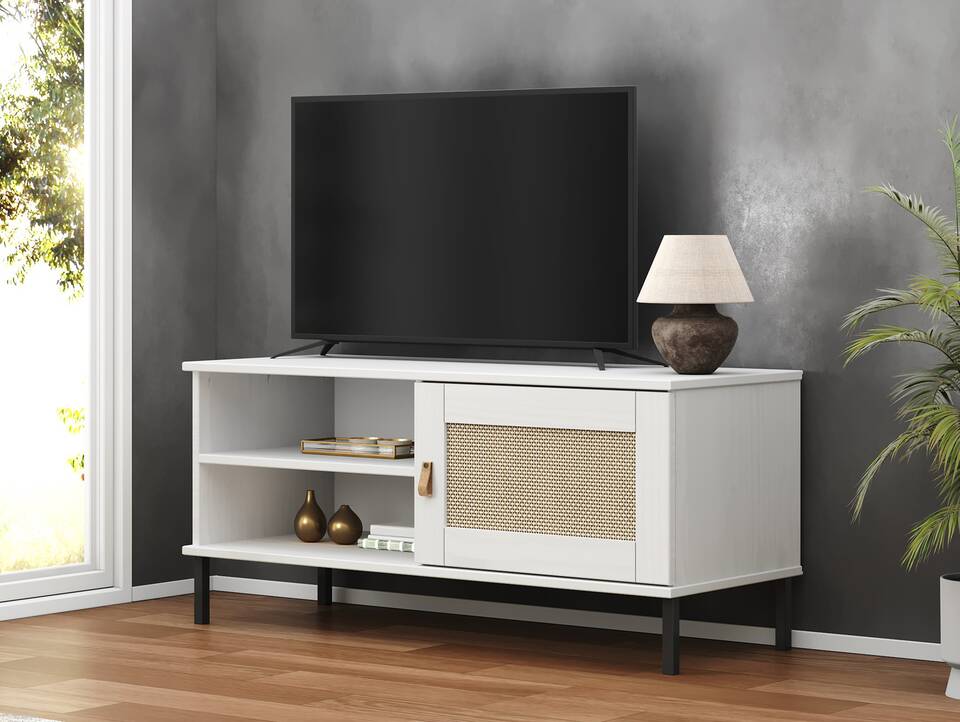 CINOY TV-Board I, Material Massivholz, Kiefer lackiert weiss