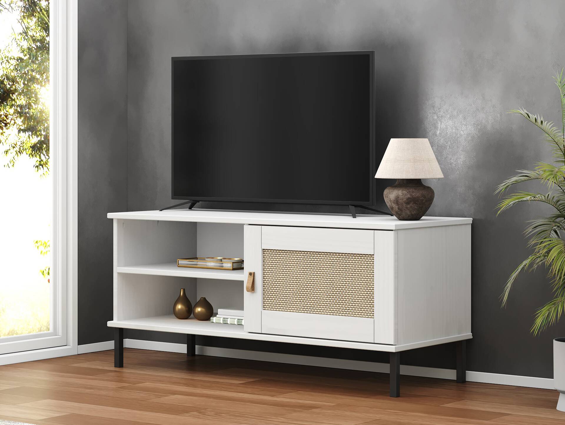 CINOY TV-Board I, Material Massivholz, Kiefer lackiert weiss