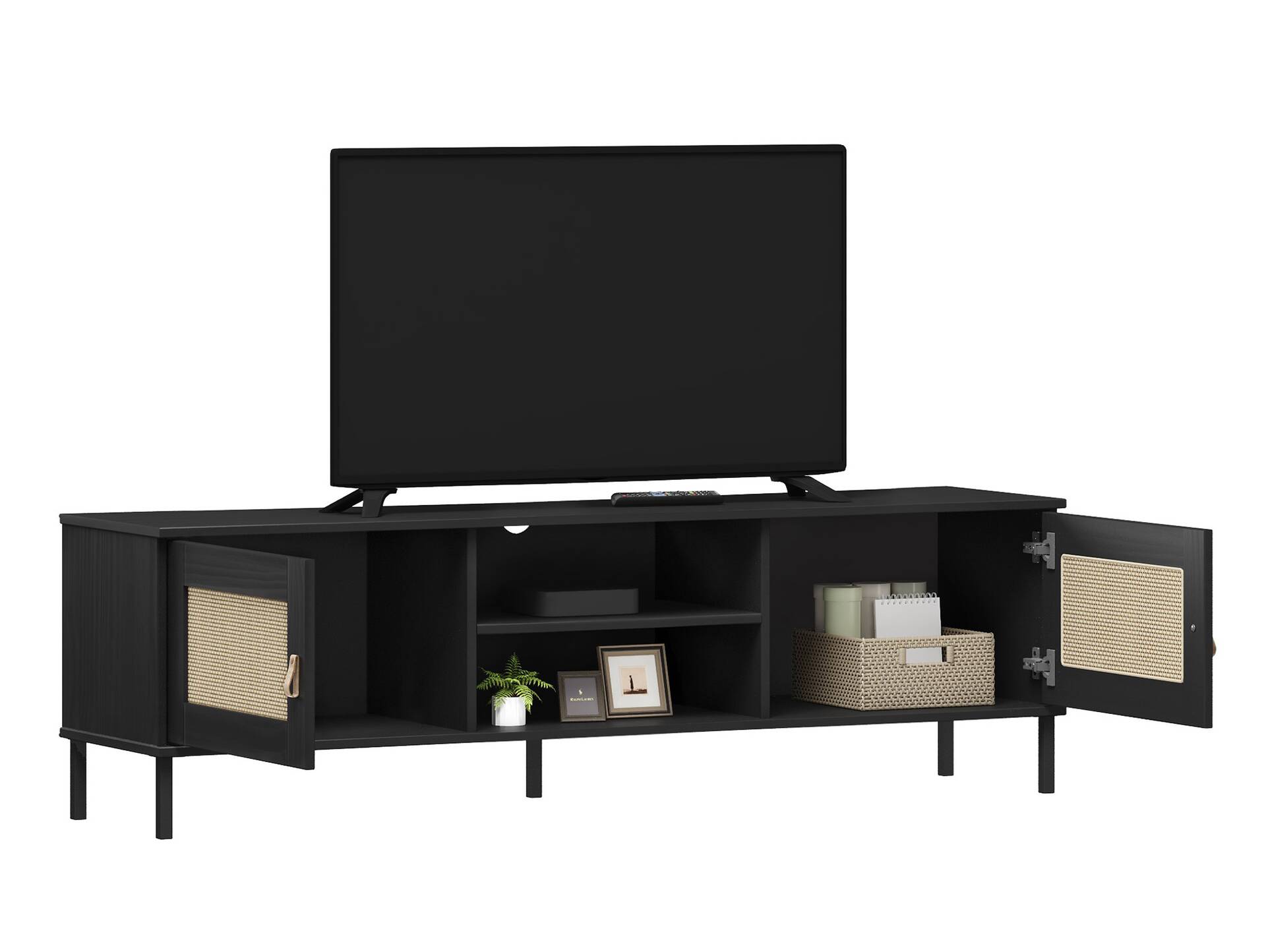 CINOY TV-Board II, Material Massivholz, Kiefer lackiert schwarz