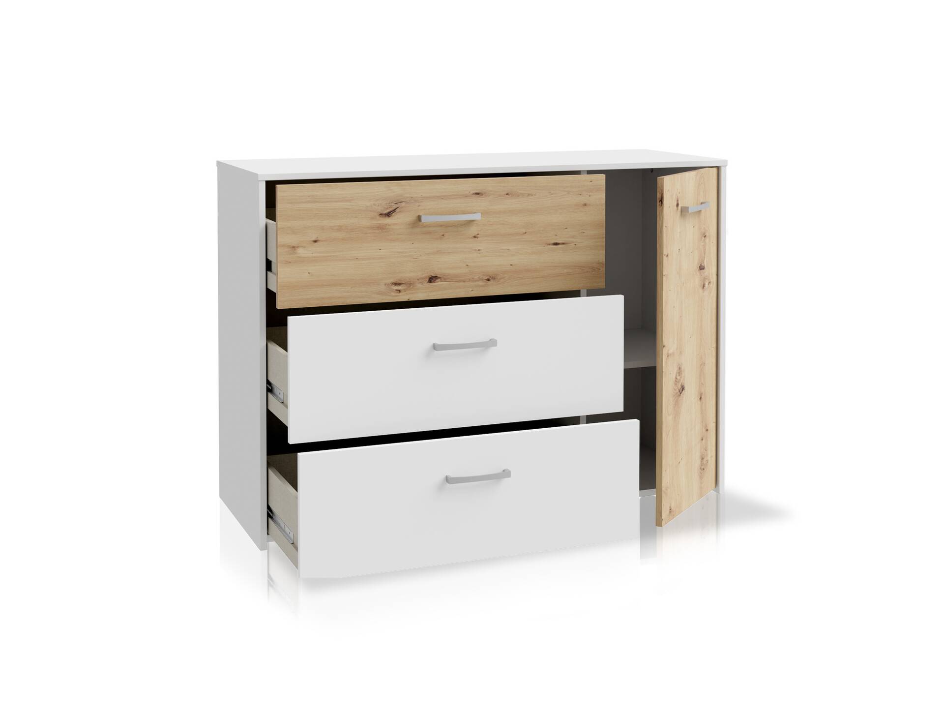 CARLITO Kommode, Material Dekorspanplatte, Artisan eichefarbig/weiss 