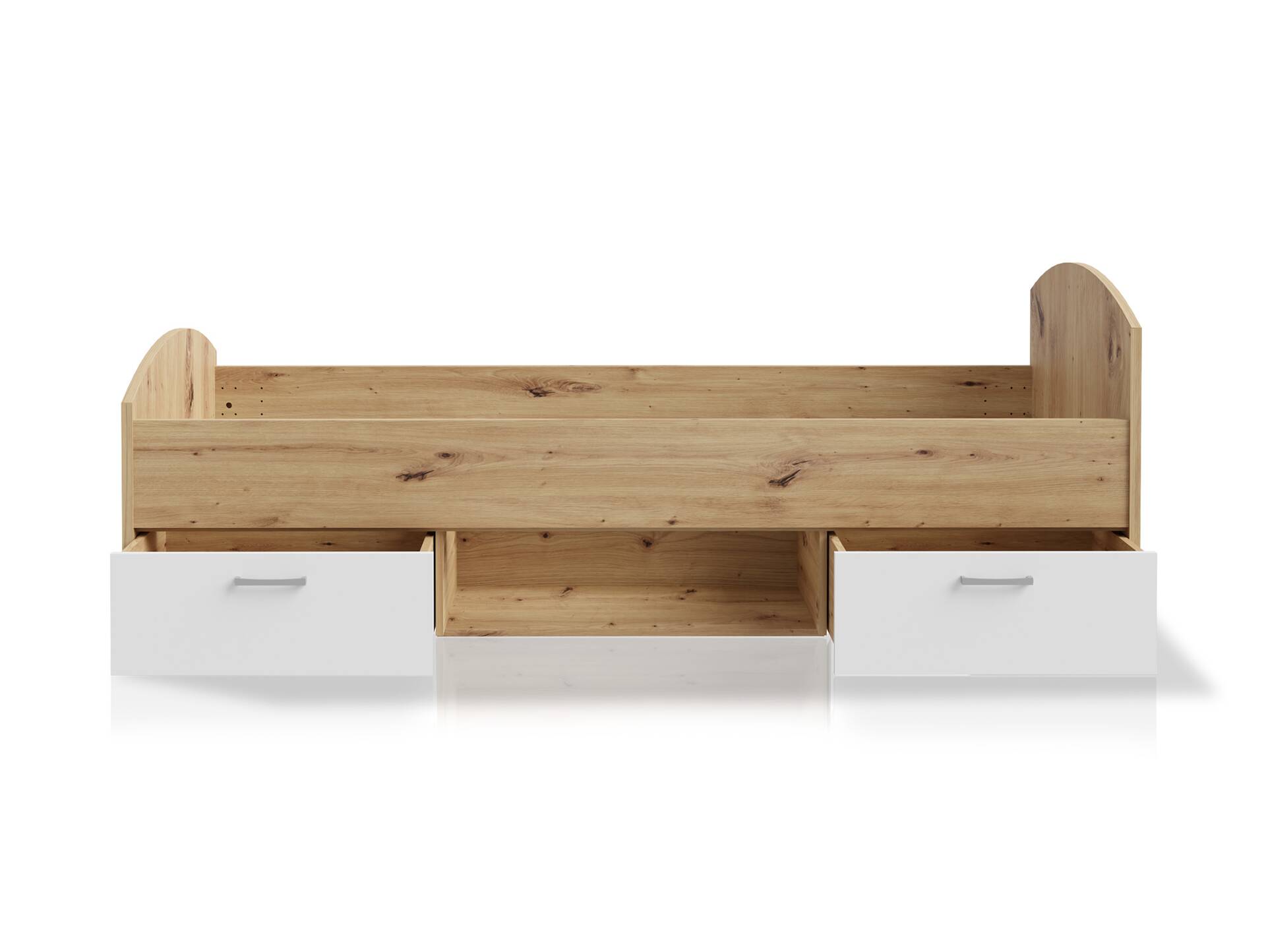 CARLITO Jugendbett / Funktionsbett  90x200 cm, Material Dekorspanplatte, Artisan eichefarbig/weiss 