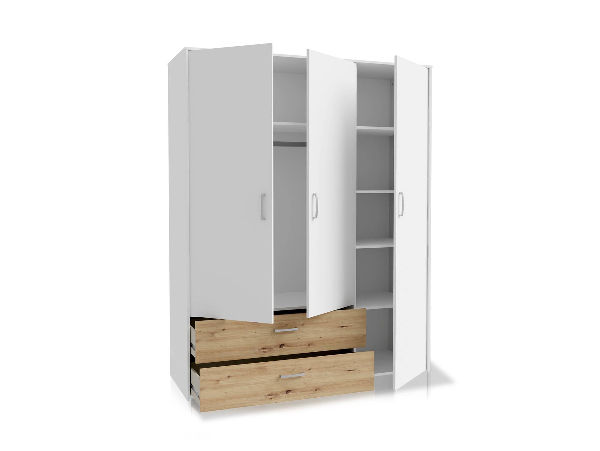 CARLITO Kleiderschrank, Material Dekorspanplatte, Artisan eichefarbig/weiss 