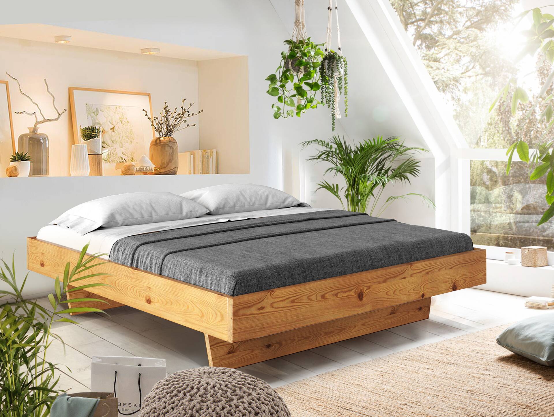 CURBY Wangenbett ohne Kopfteil, Material Massivholz 120 x 200 cm | natur