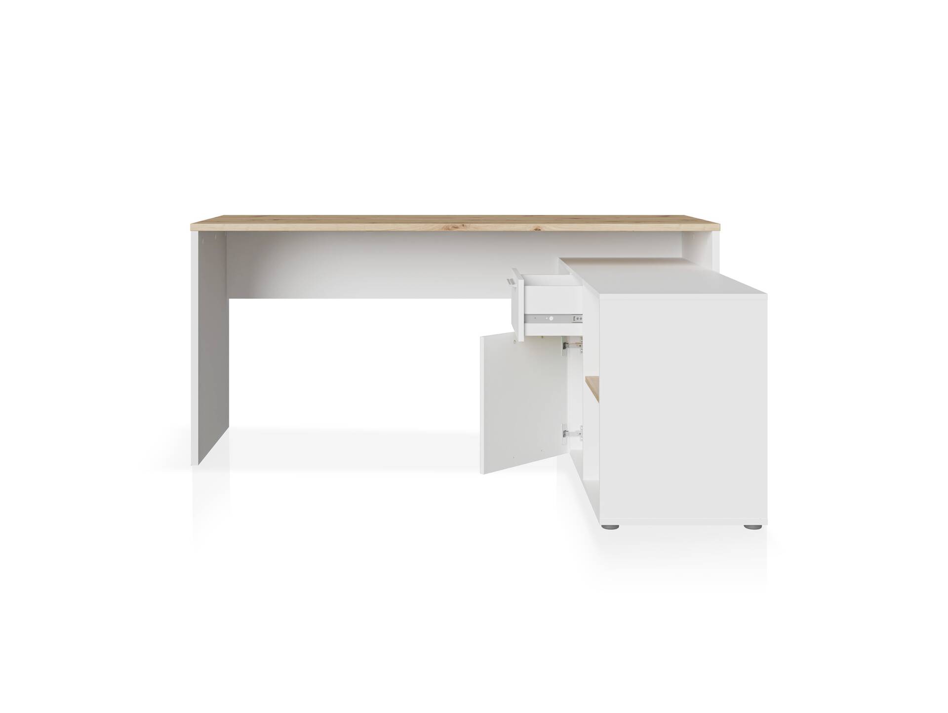 CLOE Eckschreibtisch, Material Dekorspanplatte, weiß/Artisan Eiche Nachbildung 