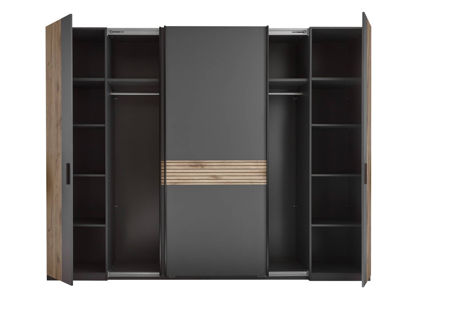 DETROIT Kleiderschrank, Material Dekorspanplatte, graphit/Eiche hell Nachbildung 