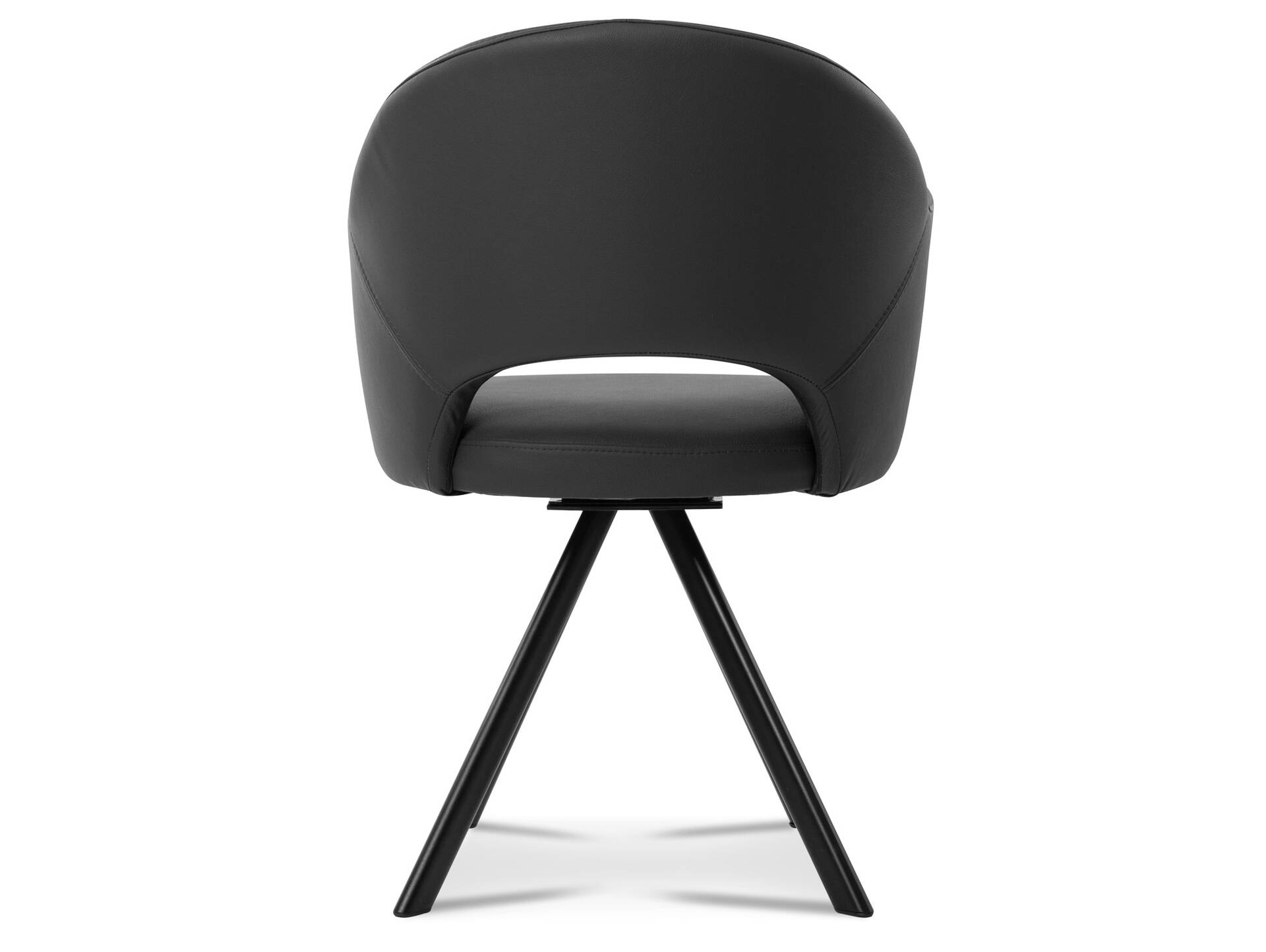 DOLORA 2er SET Schalenstühle, Gestell Eisen schwarz mit Drehfunktion | Echtleder | schwarz