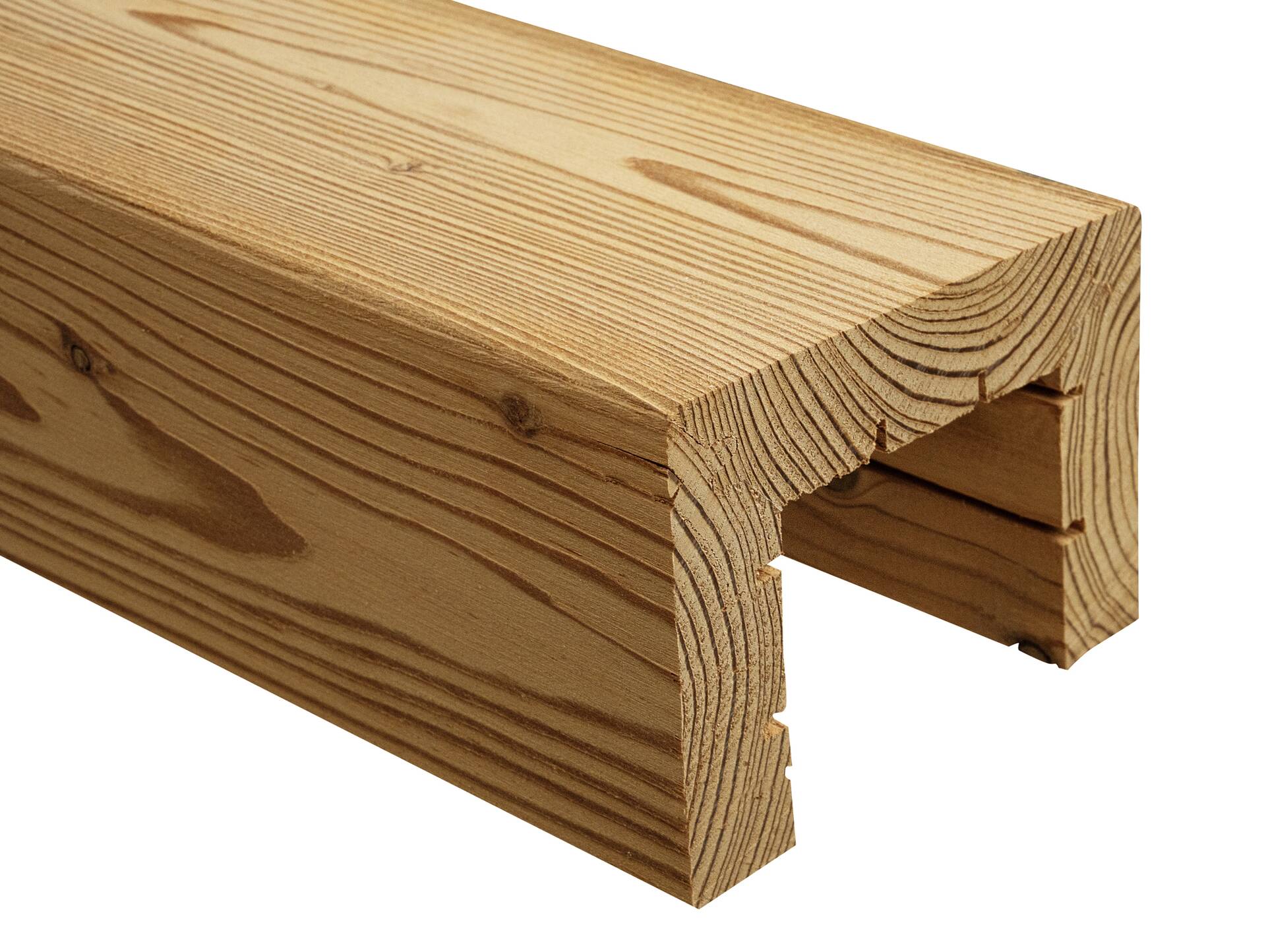 THERMO-U-Balken / Zierbalken gebürstet, THERMO-Fichte, Material Massivholz 120 x 80 mm | 1 Meter