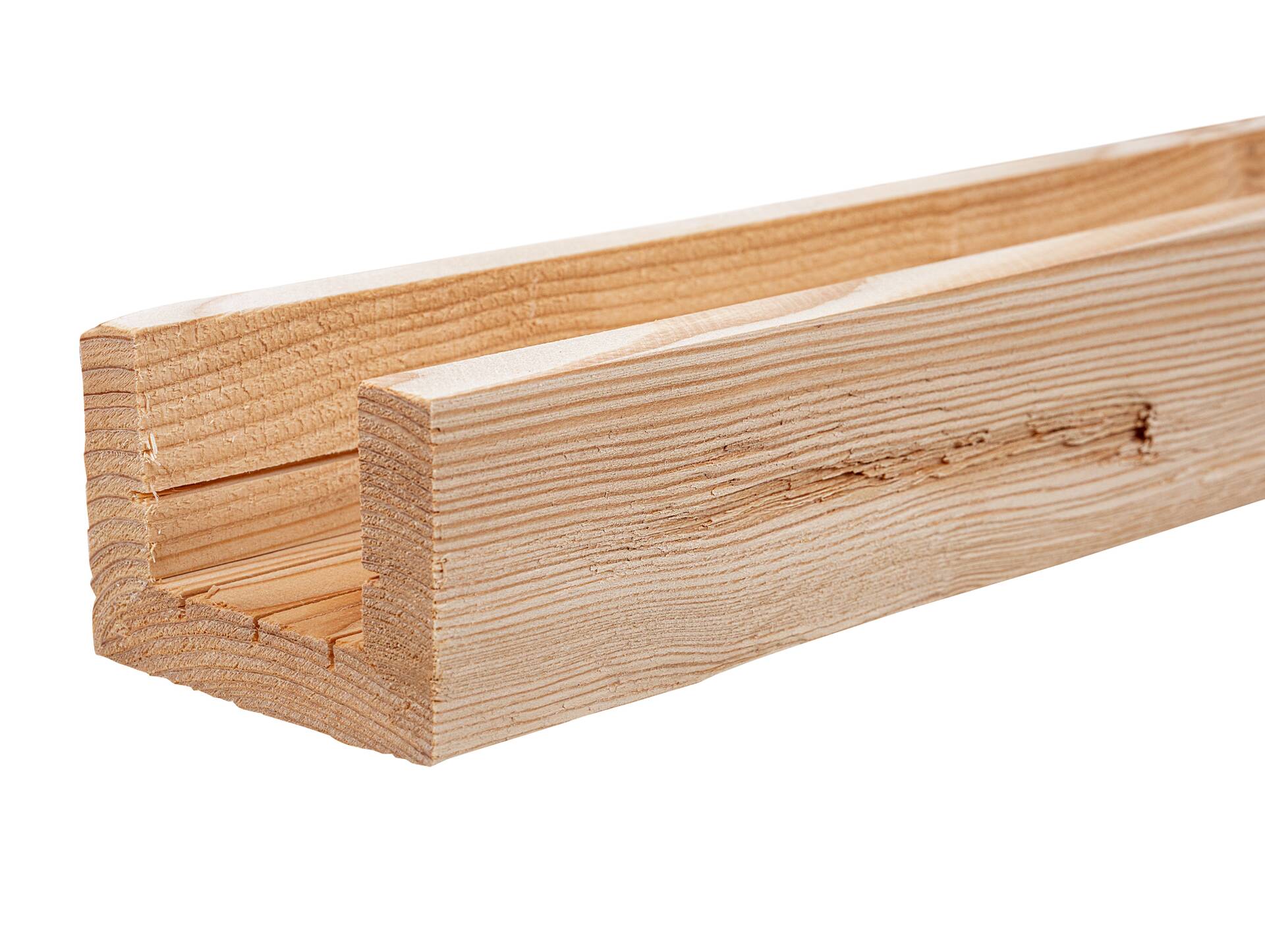 U-Balken / Zierbalken gehackt, Lärche natur, Material Massivholz 120 x 80 mm | 1 Meter