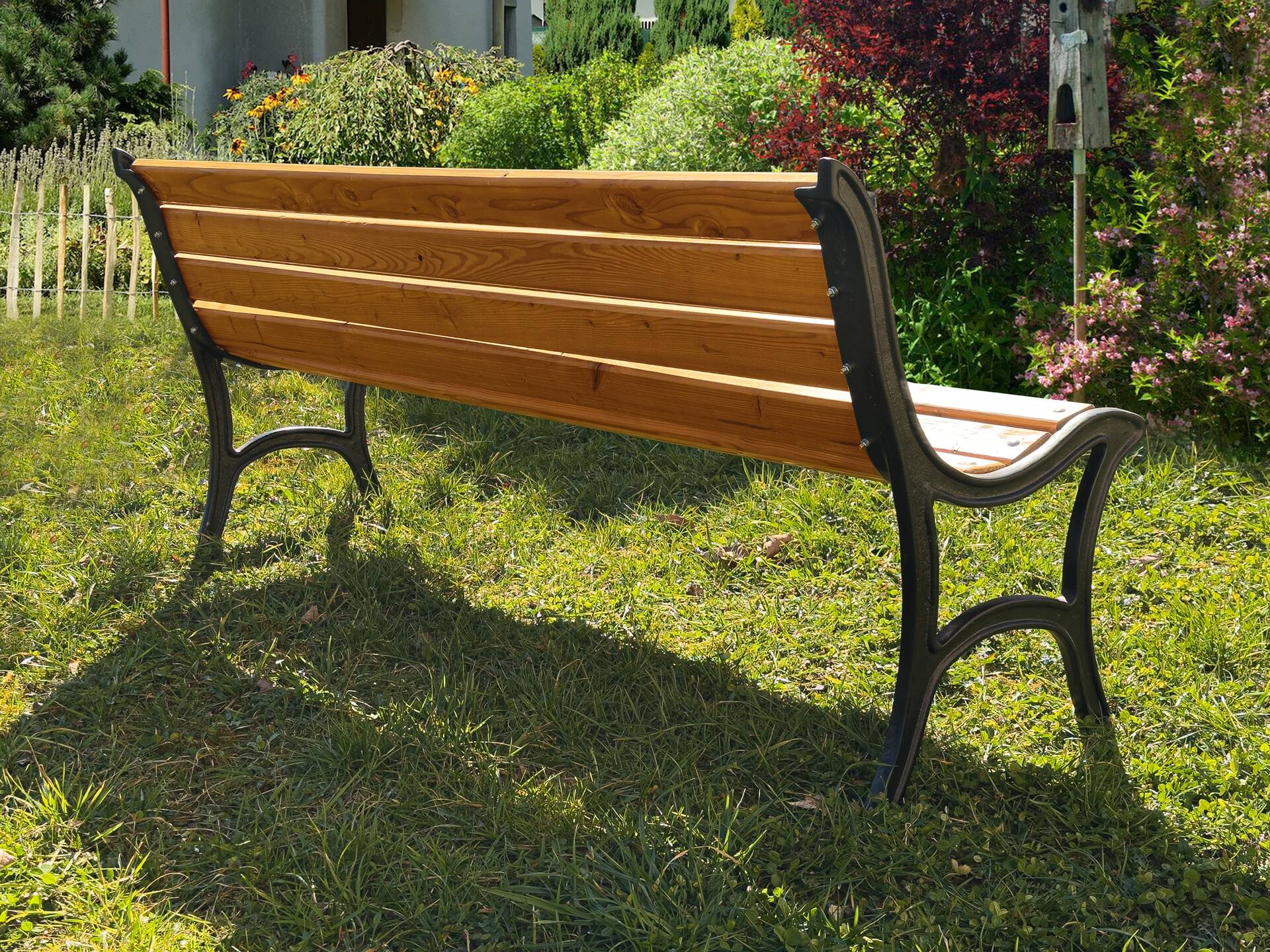GUSTL Gartenbank, Material Massivholz Lärche, Metallgestell Schwarz 150 cm