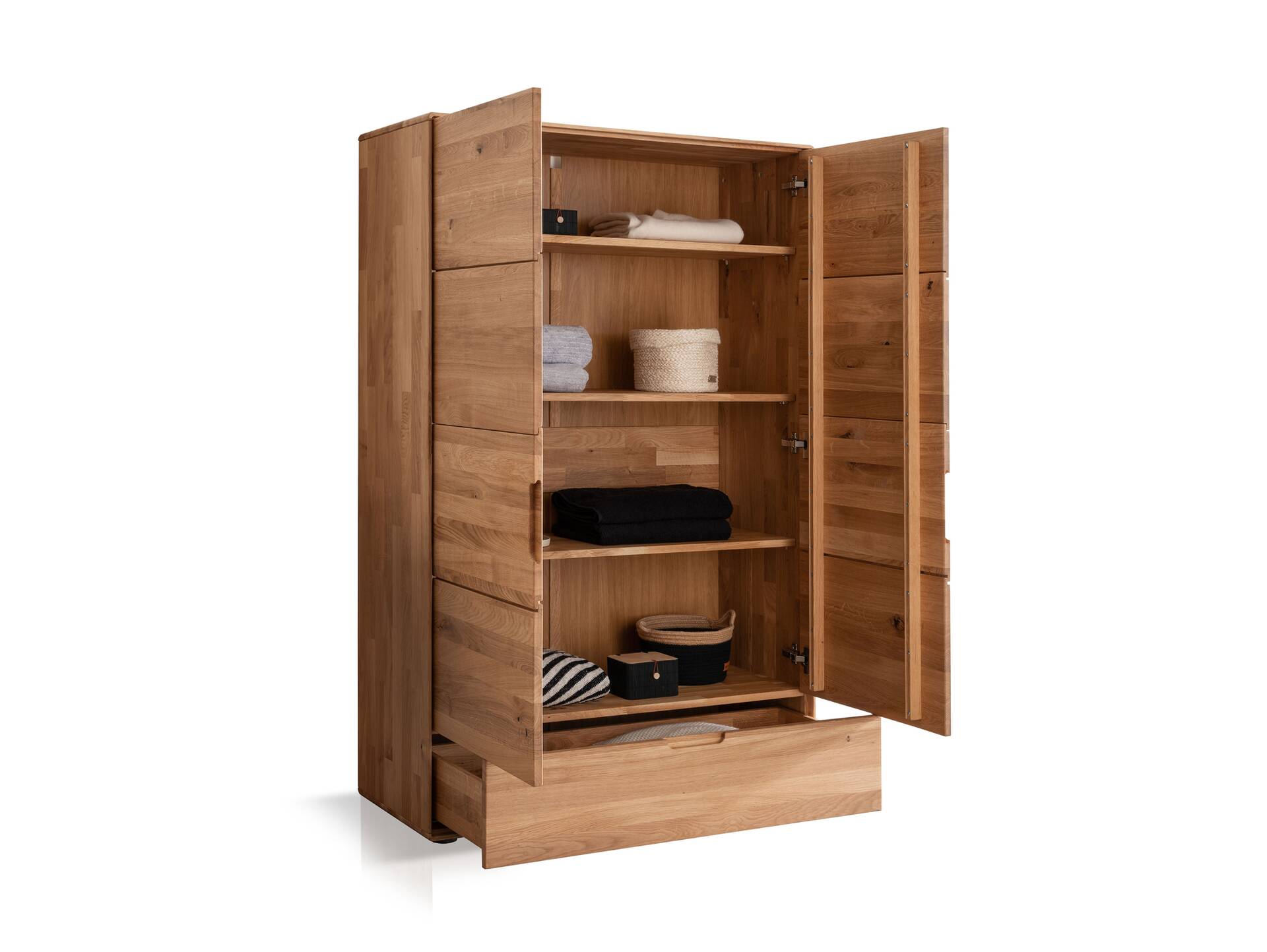 ANDINO Highboard/Wäscheschrank, Material Massivholz, Wildeiche geölt 