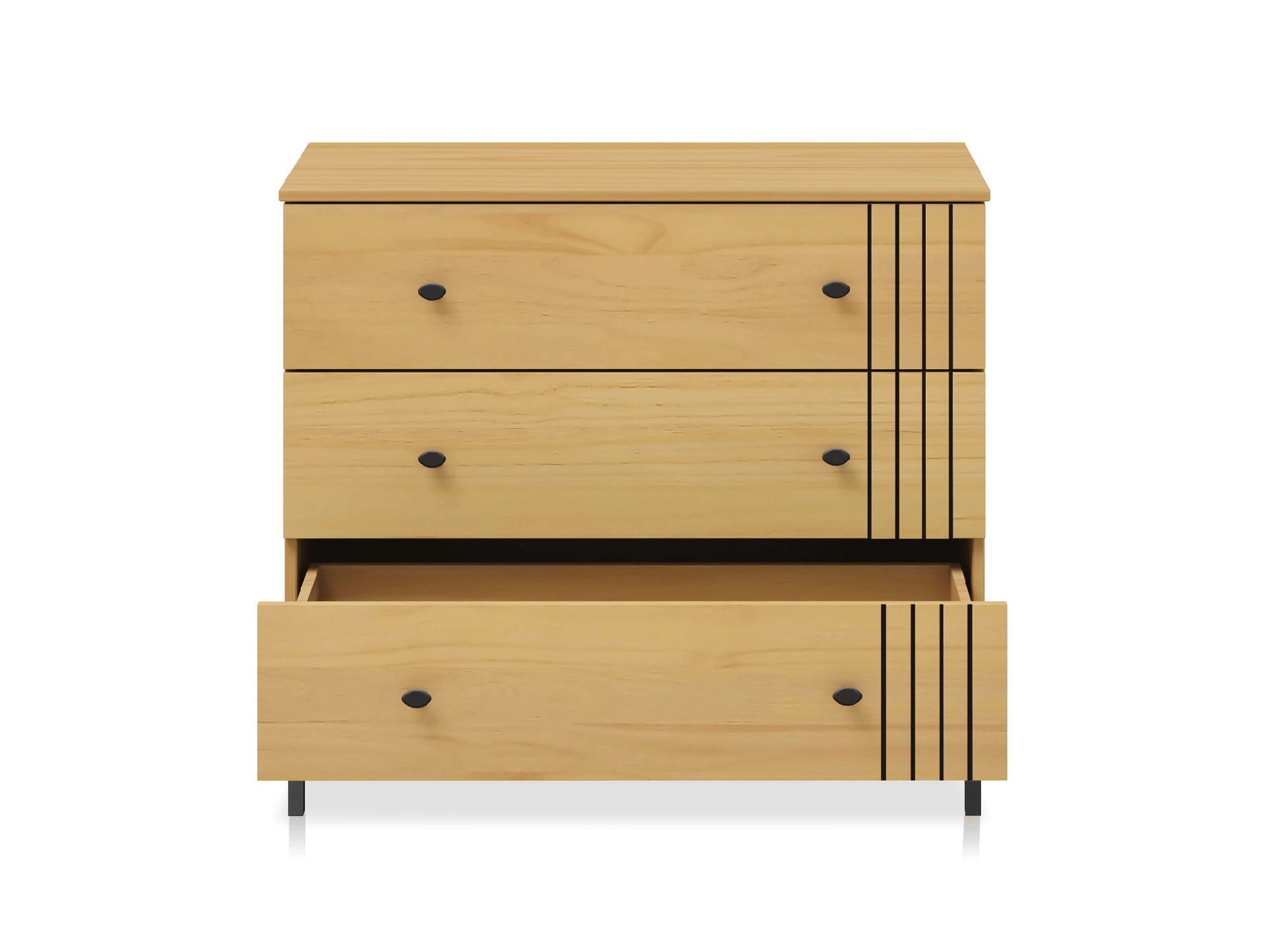 AYKO Sideboard I, Material Massivholz, Kiefer eichefarbig lackiert 