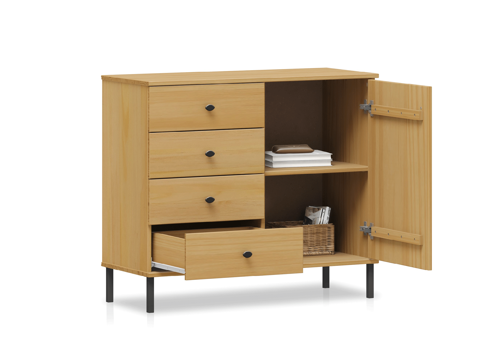 AYKO Sideboard II, Material Massivholz, Kiefer eichefarbig lackiert 