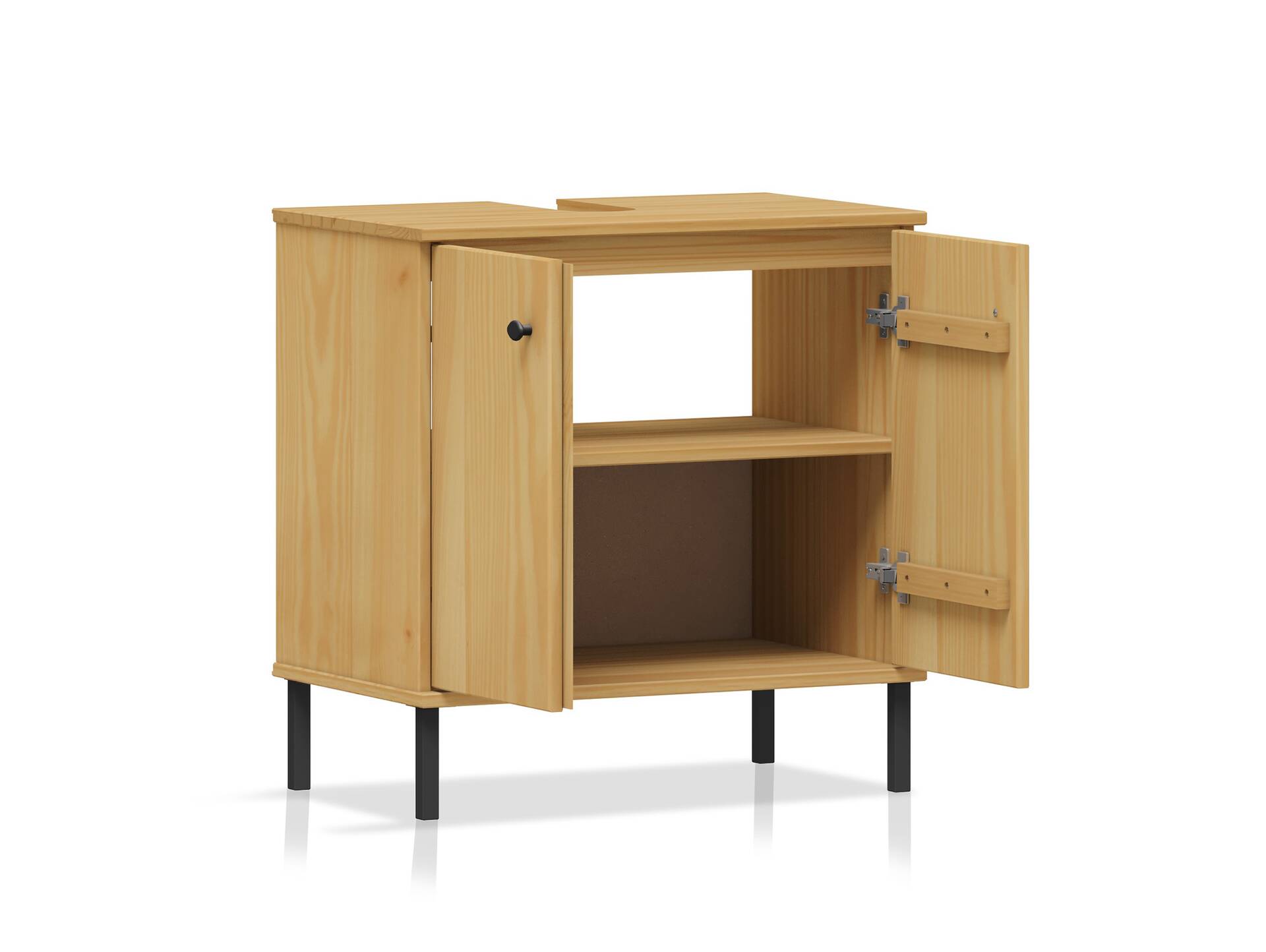 AYKO Waschbeckenunterschrank, Material Massivholz, Kiefer eichefarbig lackiert 